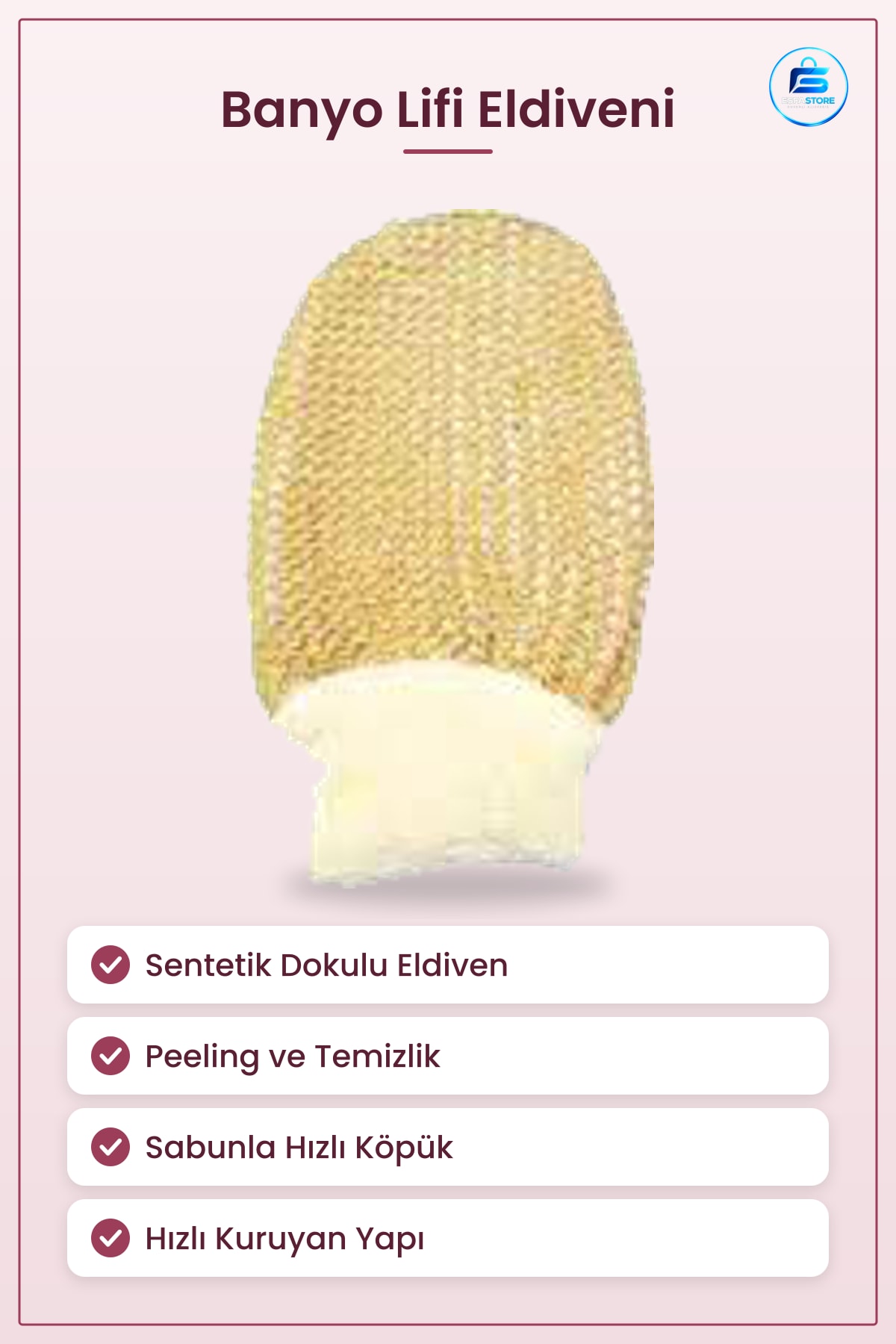 Banyo Lifi Eldiveni Peeling ve Temizlik Sentetik Dokulu Vücut Duş Cilt Bakım Sabunlu Hızlı Kuruyan