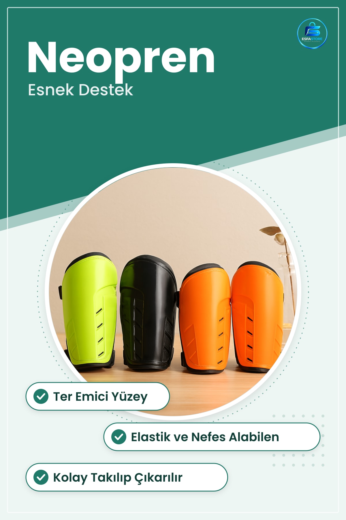 Kaval Koruyucu Futbol Tekmelik Bacak Bileklik Neopren Polyester Esnek Ter Emici Nefes Alabilen
