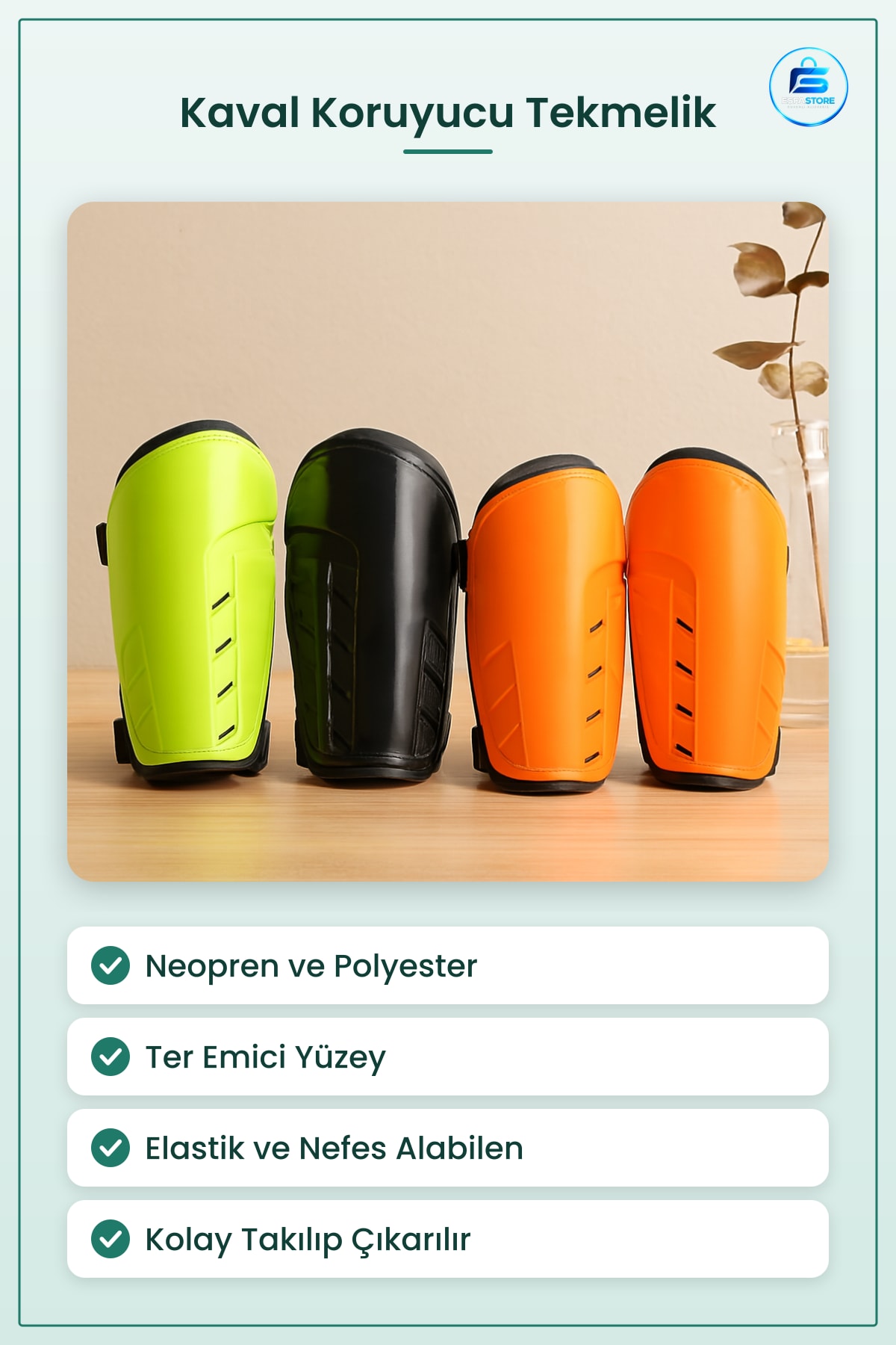 Kaval Koruyucu Futbol Tekmelik Bacak Bileklik Neopren Polyester Esnek Ter Emici Nefes Alabilen