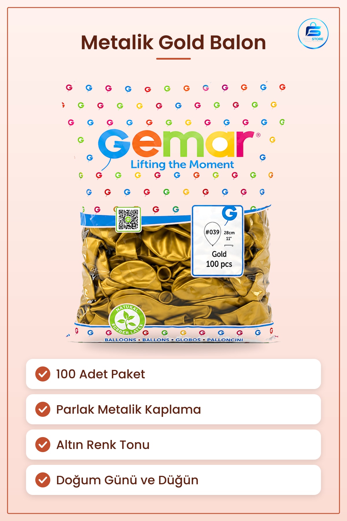 Metalik Gold Balon 100 Adet Parti Doğum Günü Nişan Düğün Süsleme Dekor Parlak Altın Kaplama