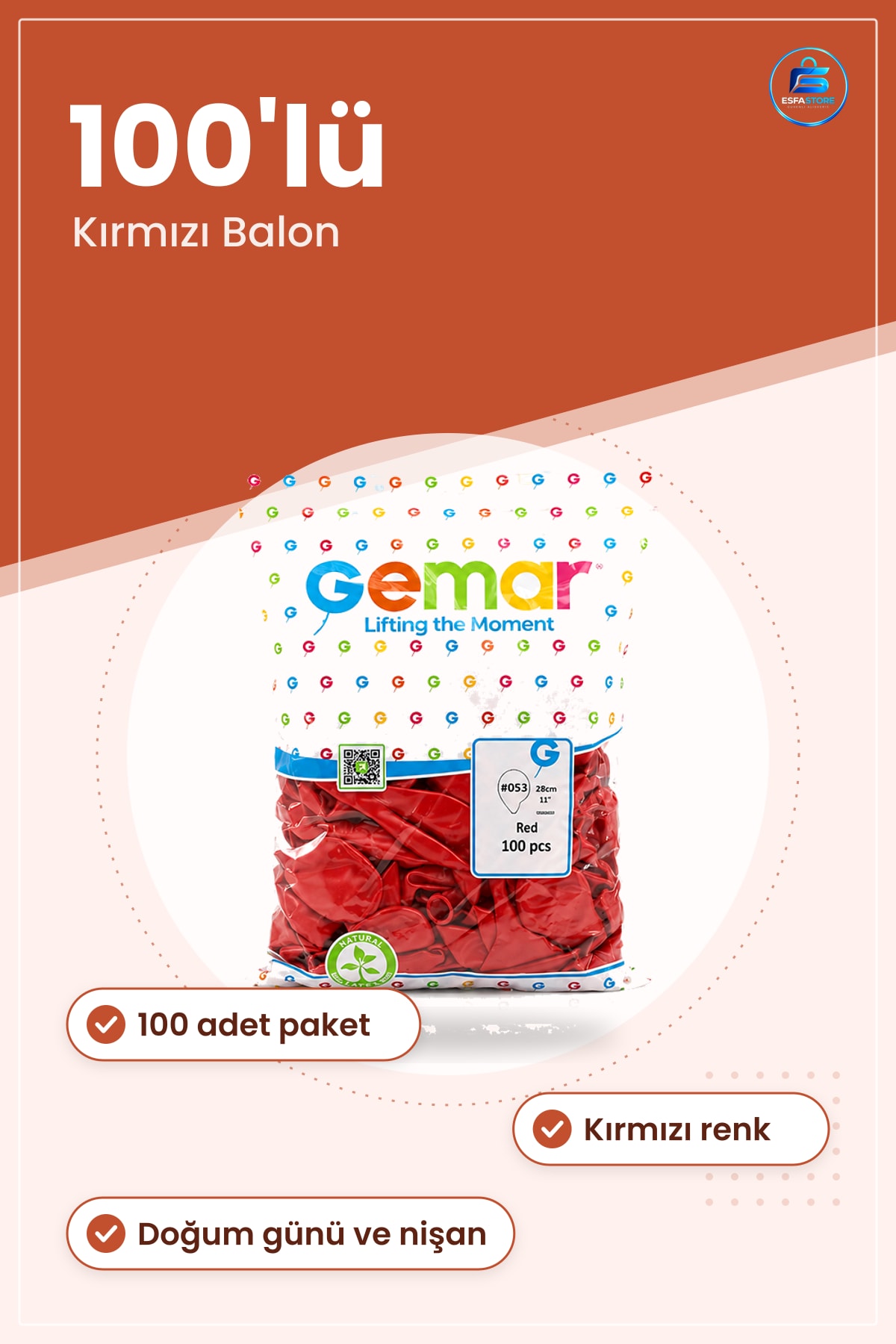 Balon Kırmızı 100'lü Lateks İç Mekan Doğum Günü Nişan Parti Süsleme Dekorasyon Davet