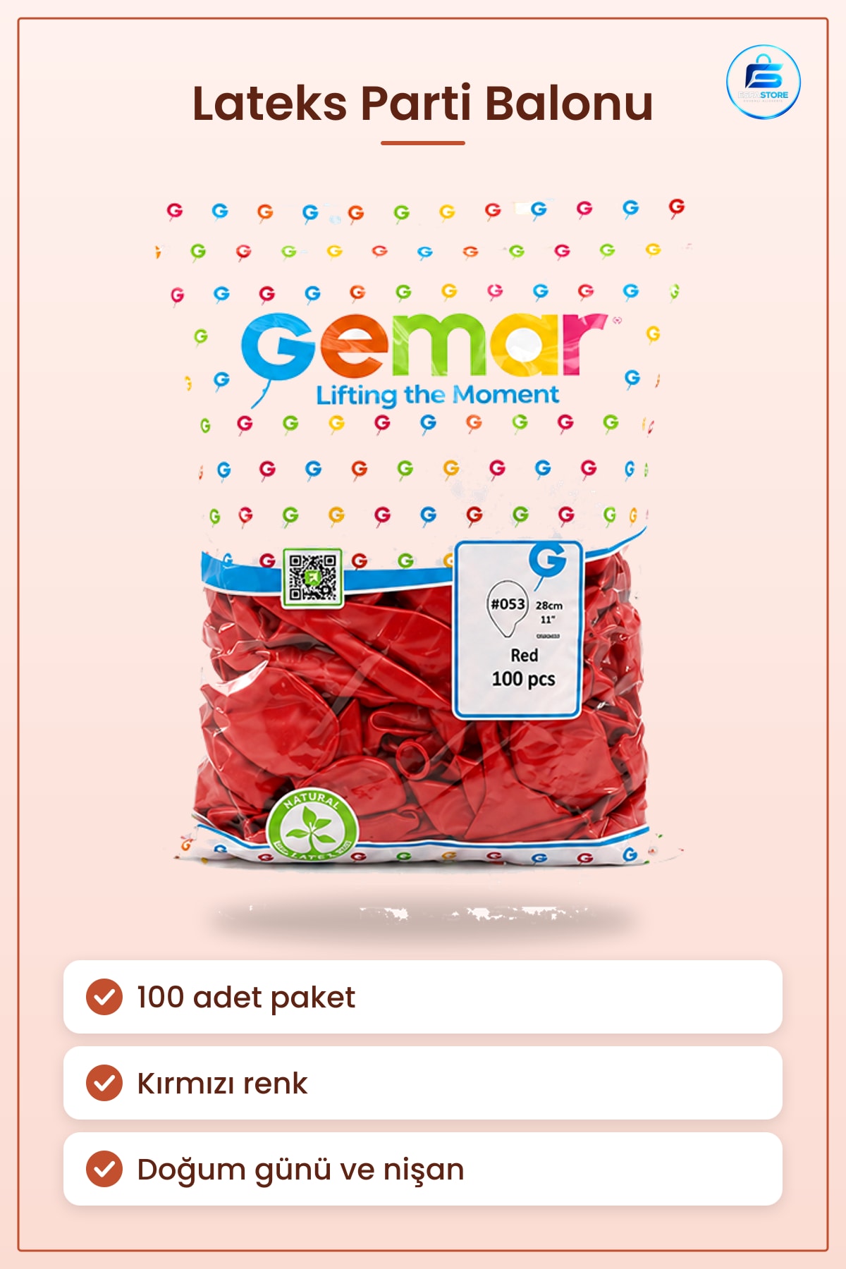 Balon Kırmızı 100'lü Lateks İç Mekan Doğum Günü Nişan Parti Süsleme Dekorasyon Davet