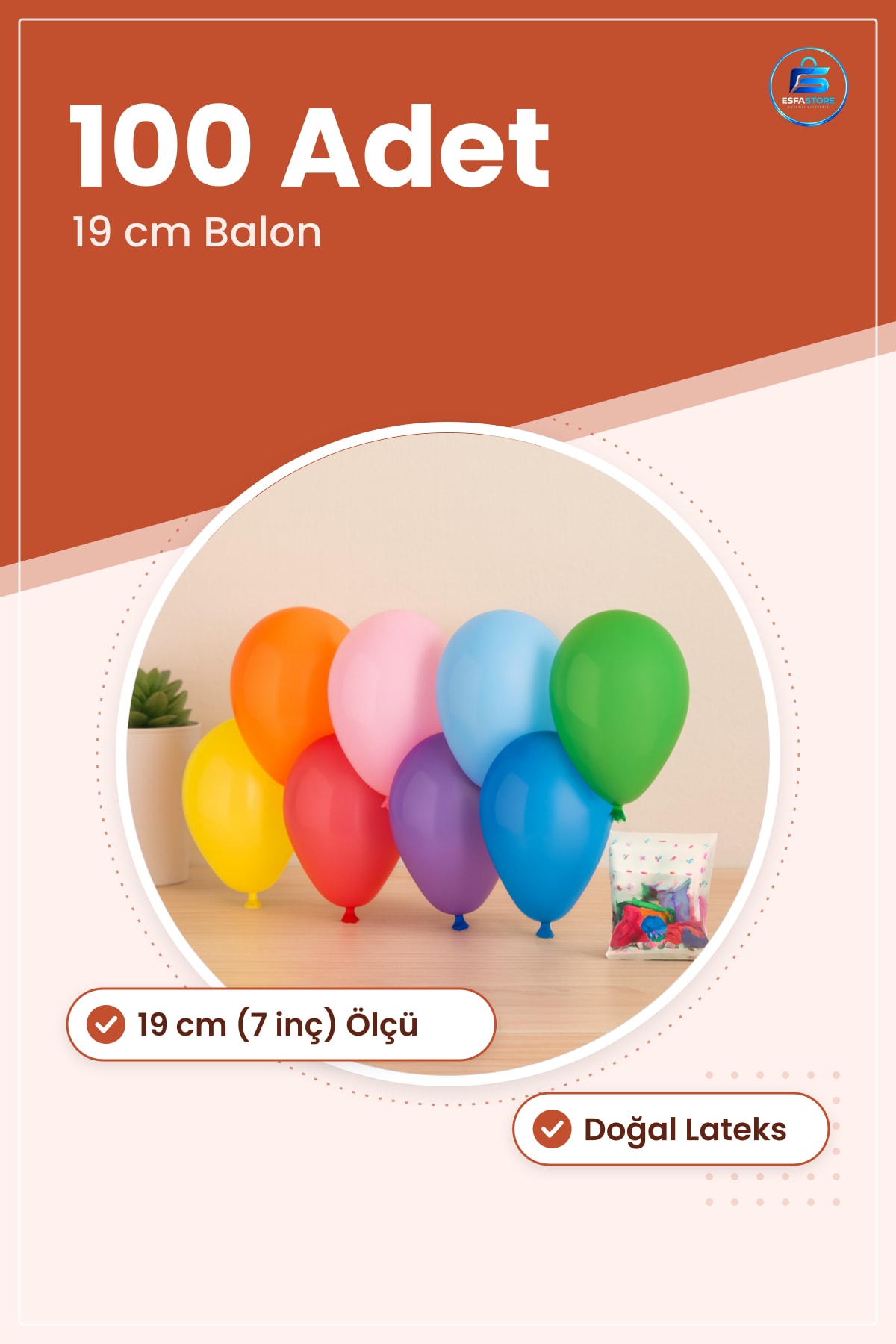 Klasik Renkli Lateks Balon 7 inç 19 cm 100 Lü Parti Süsleme Doğum Günü Balonu Doğal