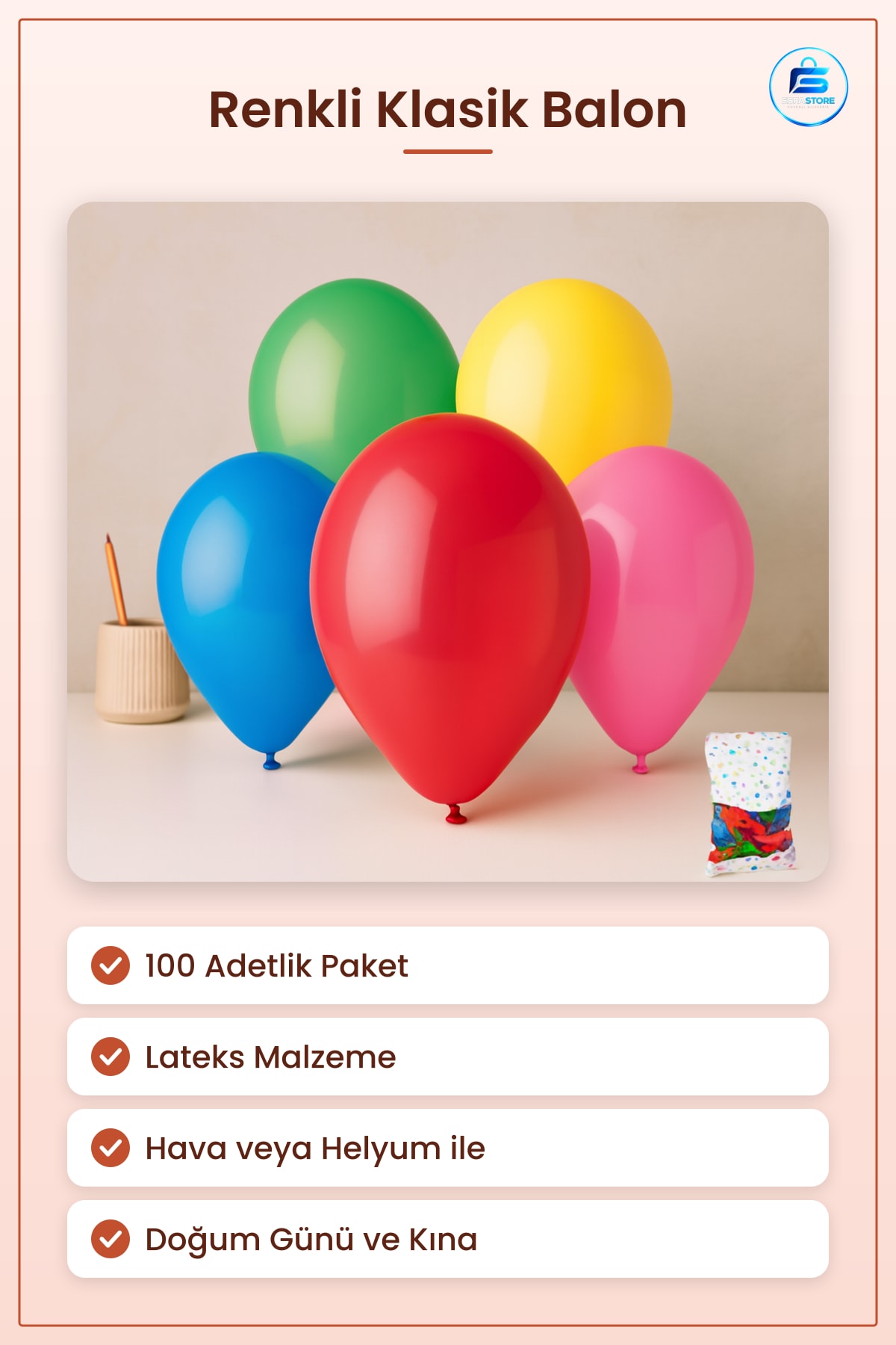 Renkli Klasik Balon 100'lü Lateks Doğum Günü Parti Kına Süsleme Dekorasyon Helyum Hava