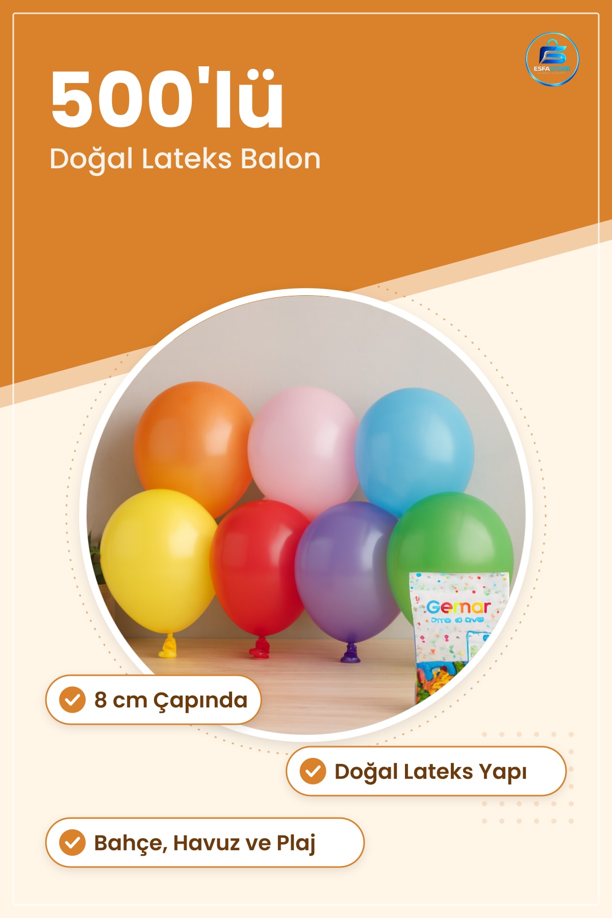 Renkli Su Balonları 8 cm 500'lü Doğal Lateks Bahçe Havuz Plaj Oyuncağı Parti Eğlence
