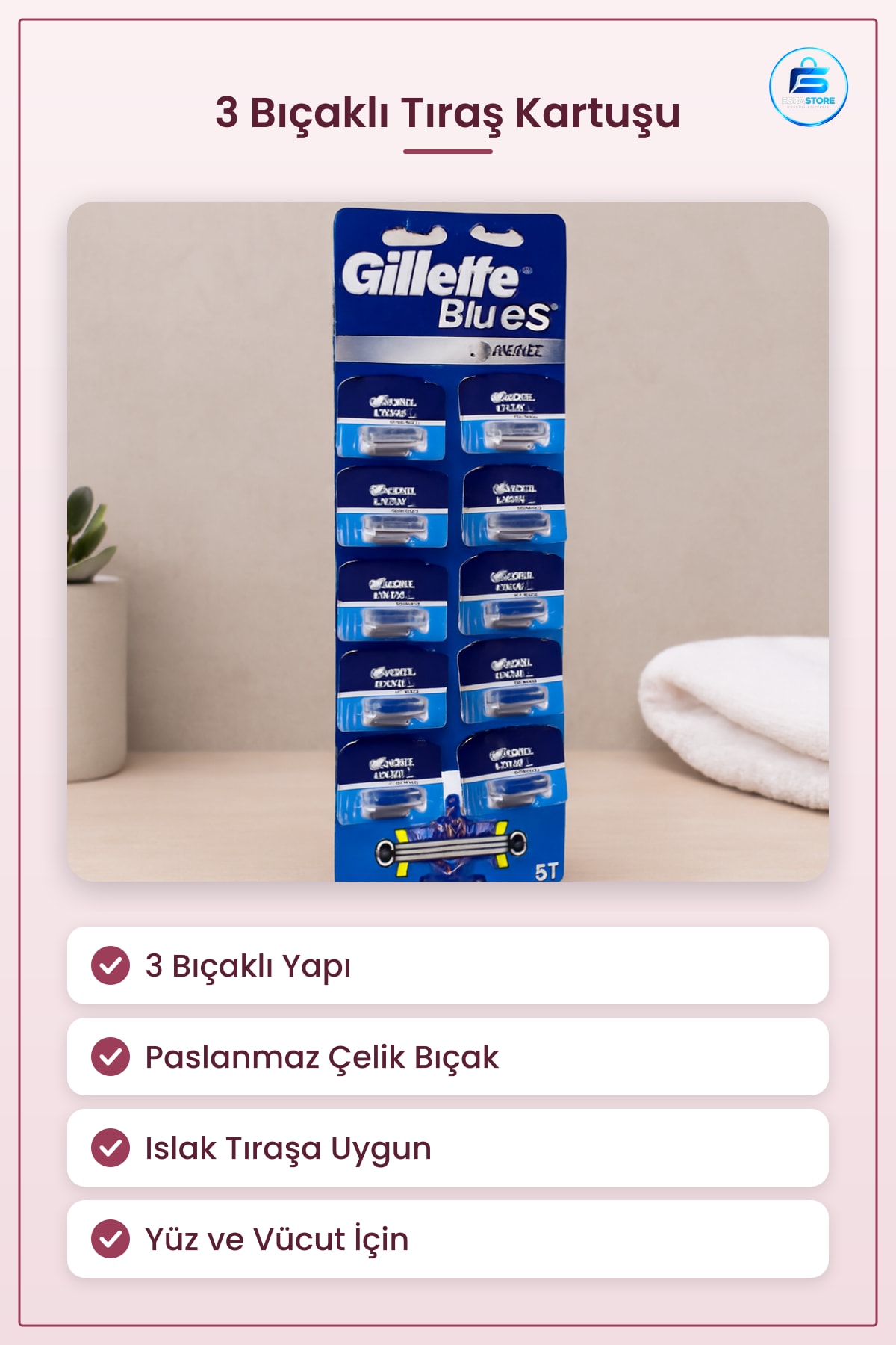 3 Bıçaklı Tıraş Bıçağı Yedek Jilet Kartuşu Islak Tıraşa Uygun Yakın Pürüzsüz Banyo Yüz ve Vücut