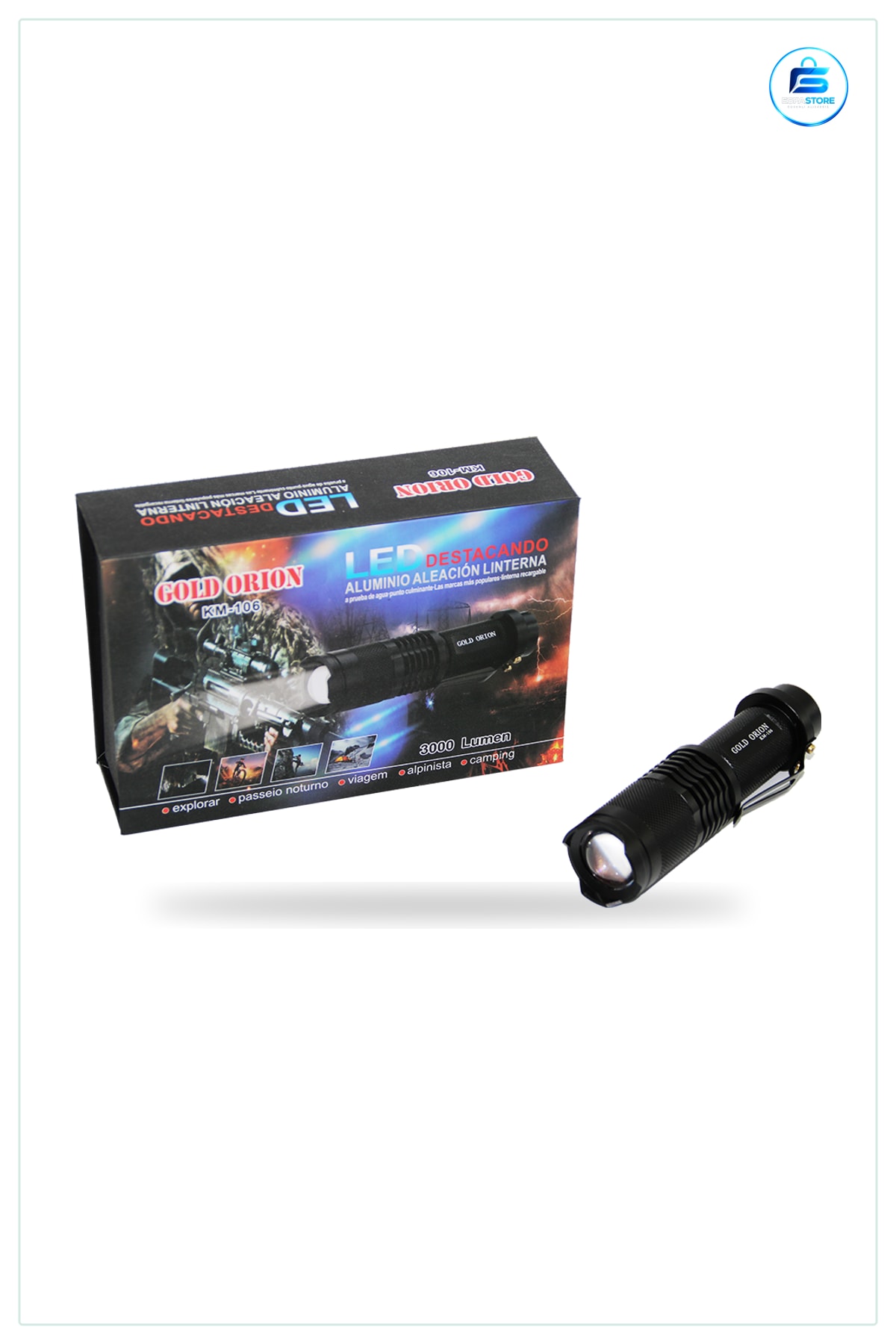 El Feneri Zoomlu Şarjlı 3000 Lumen Metal Kasa 12.5 cm Spot ve Geniş Işık Kamp Outdoor