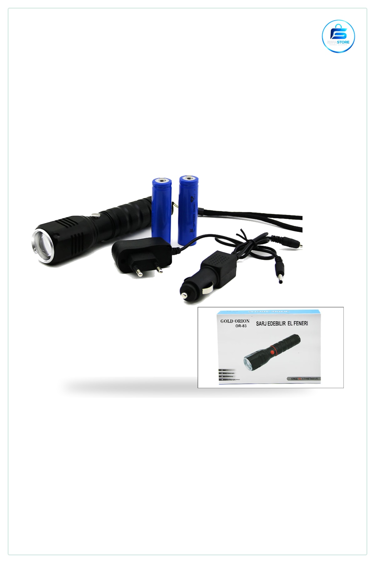 El Feneri Zoomlu COB LED Şarjlı Metal Lümen 17 cm Kamp Kompakt Acil Durum Ev Dış Mekan