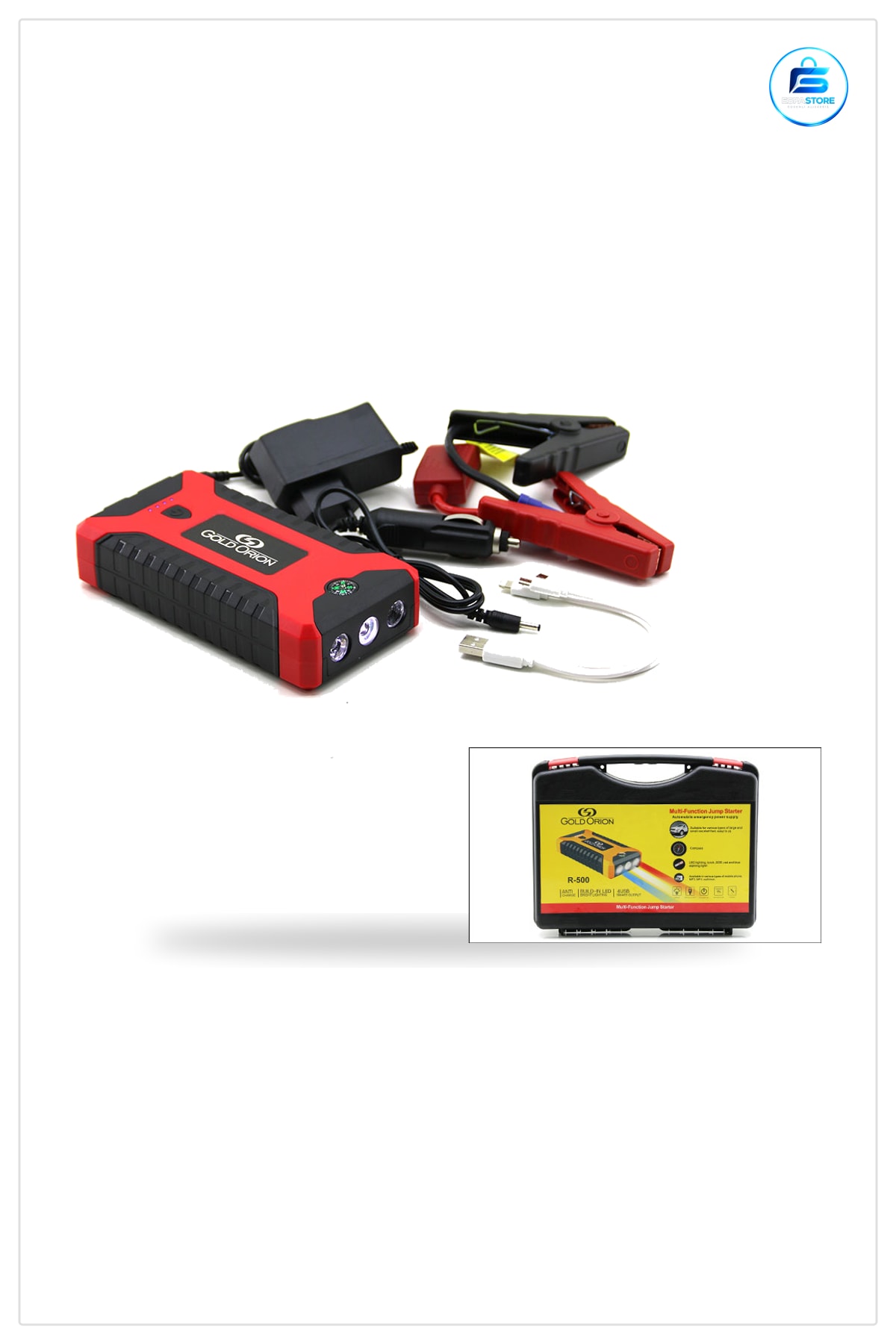 Araç Akü Takviye Powerbank Şarj Cihazı 4 USB Fener COB Pusula 98.000 mAh Taşınabilir Kamp