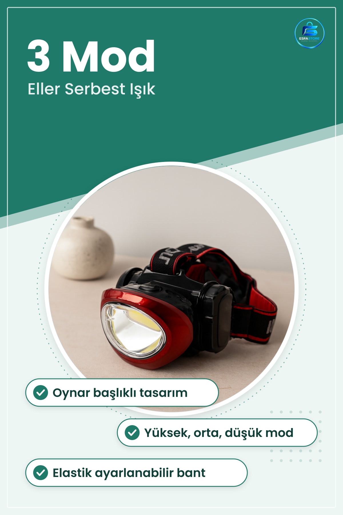 Pilli Kafa Lambası Oynar Başlı LED Fener Kamp Yürüyüş Bisiklet Acil Durum Elastik Ev Atölye