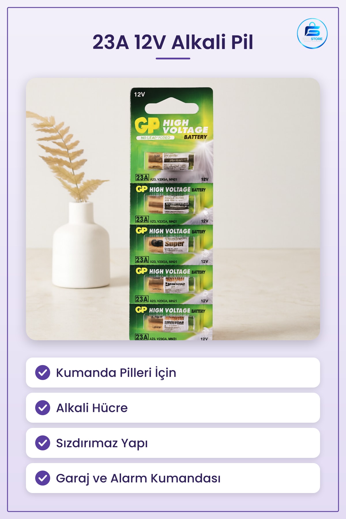 23A 12V Alkali Pil Araç Garaj Kapı Kumandası Alarm Uzaktan Kumanda Yedek Pili Sızdırmaz