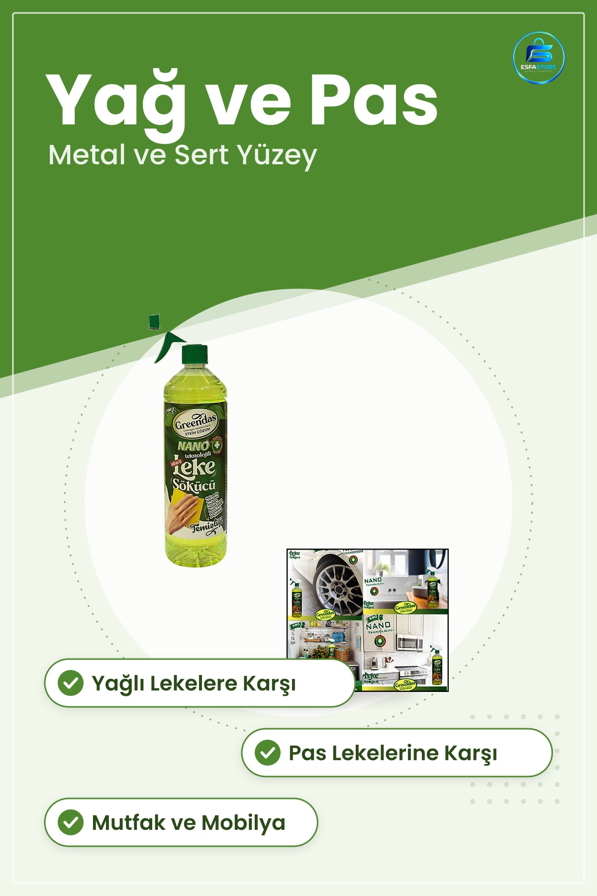 Leke Sökücü Sprey Yağ Kir ve Pas Temizleyici Mutfak Mobilya Metal Yüzeyler İçin Güvenli