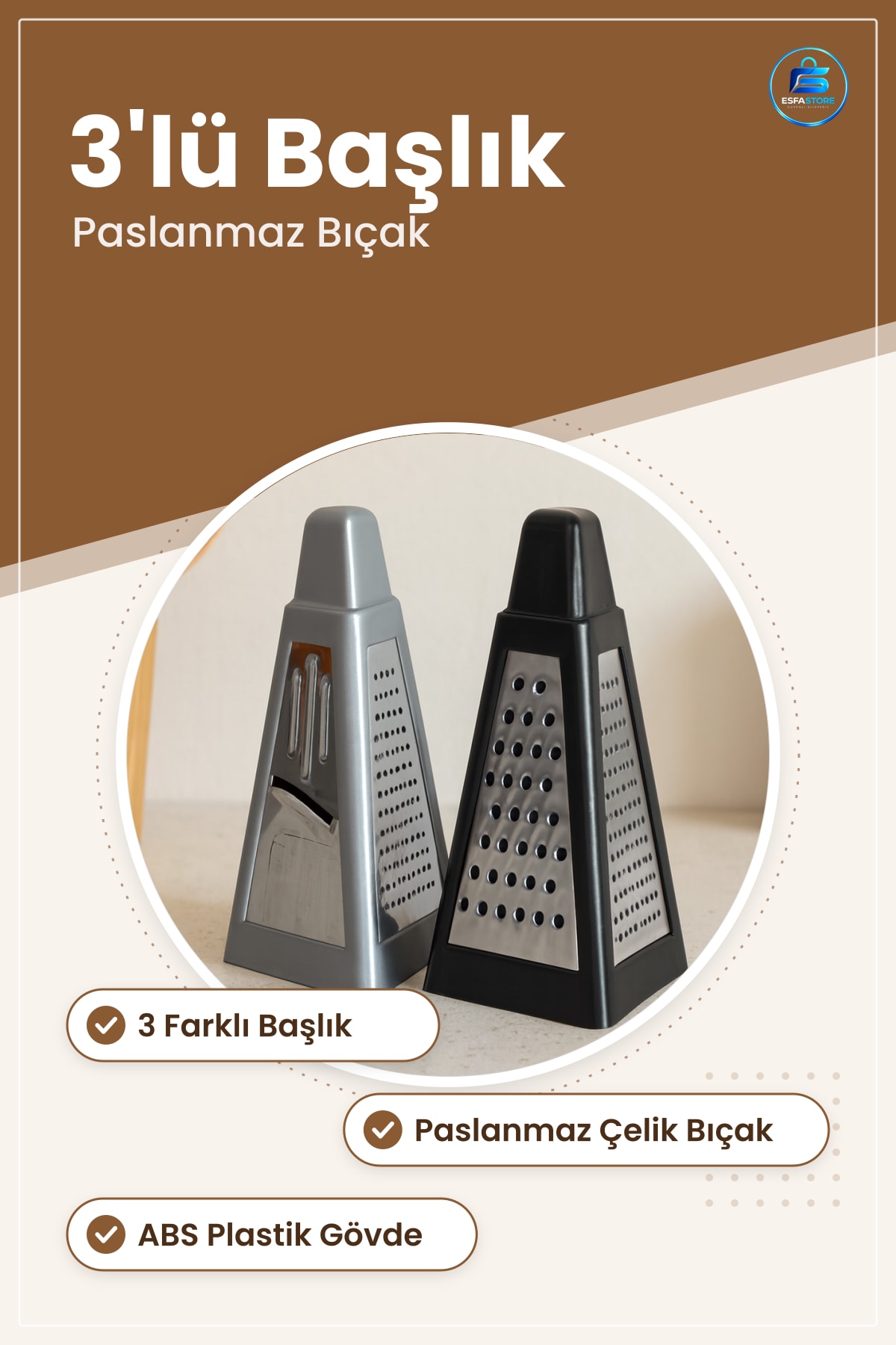 Üçgen Rende 3'ü 1 Arada Paslanmaz Çelik Bıçaklı Sebze Peynir Meyve Mutfak Rendesi Çikolata