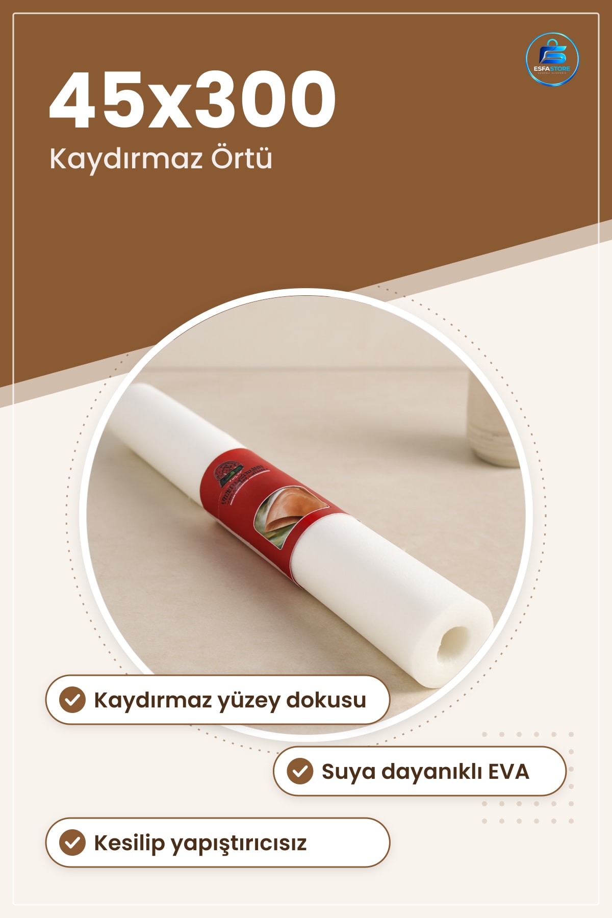 EVA Kaydırmaz Raf ve Çekmece Örtüsü 45x300 cm Dolap İçi Düzenleyici Mutfak Dolabı İçin