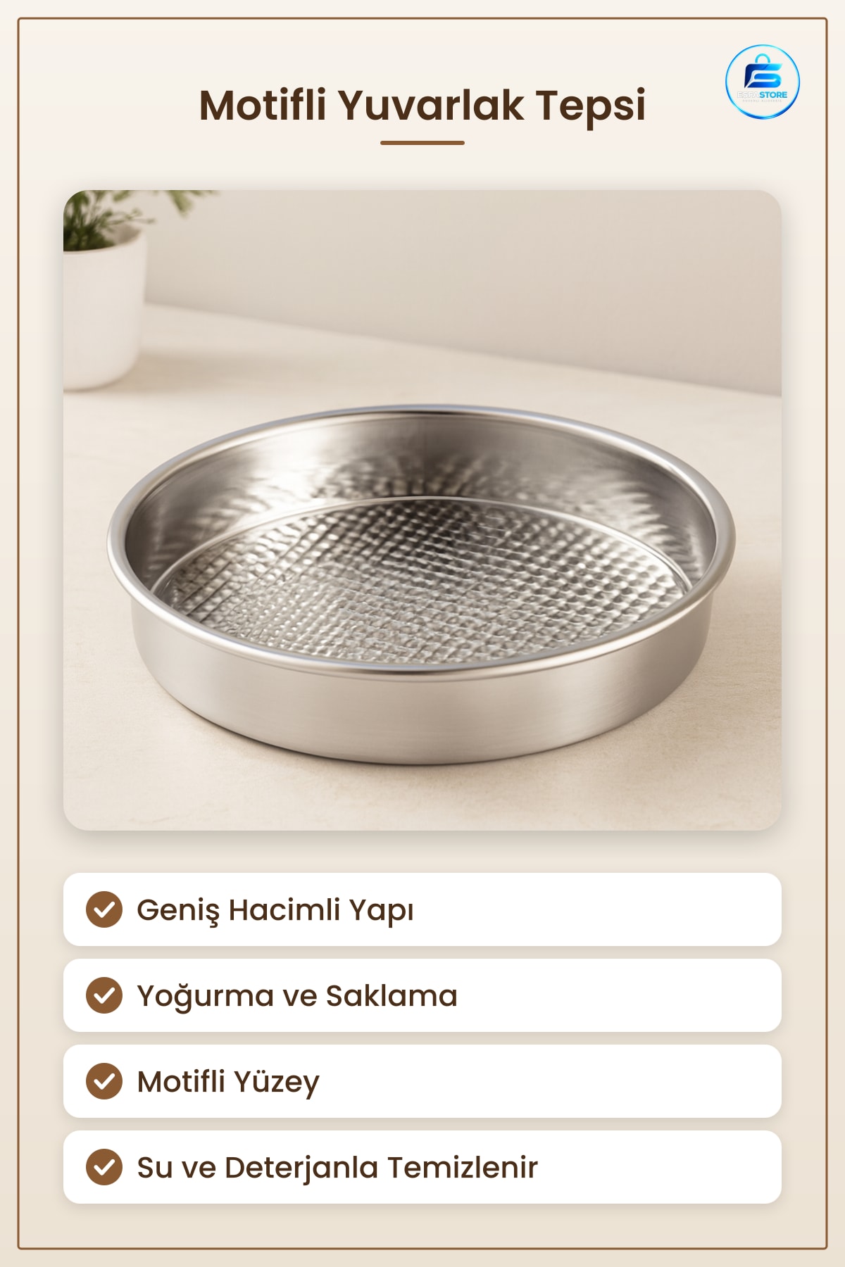 Çiğ Köfte Tepsi Motifli Yuvarlak Leğen Yoğurma Mutfak Servis Sunum Tabağı Hazırlık Kabı
