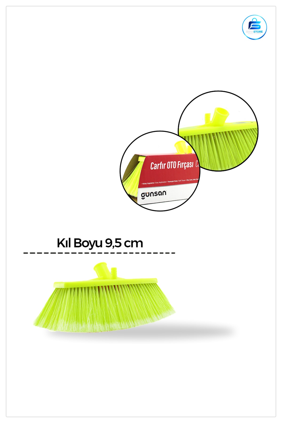 Oto Yıkama Fırçası Yumuşak Kıllı Kıl Boyu 9,5 cm Araç Gövdesi Cam Temizlik Sentetik