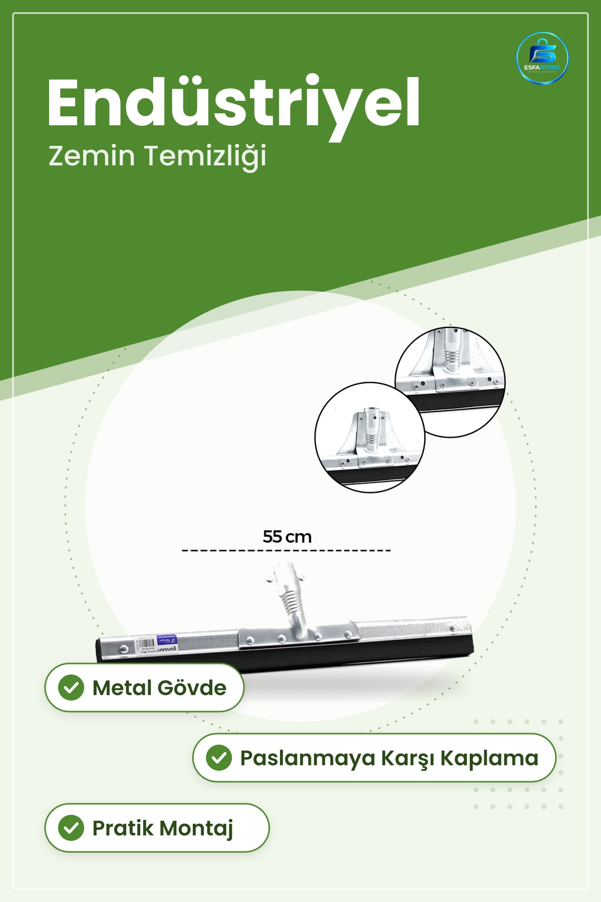 Endüstriyel Metal Yer Silme Aparatı Çekpas Paspas Zemin Temizlik Silecek Fabrika Atölye