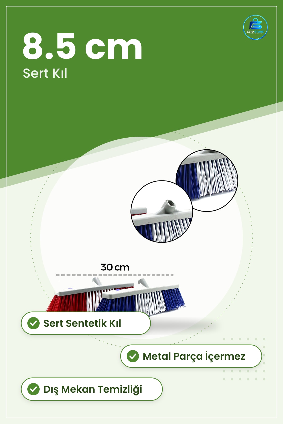 Sert Plastik Bahçe Temizlik Fırçası Kıl 8.5 cm Çalı Çit Dış Mekan Süpürge Yosun Yaprak Temizleme