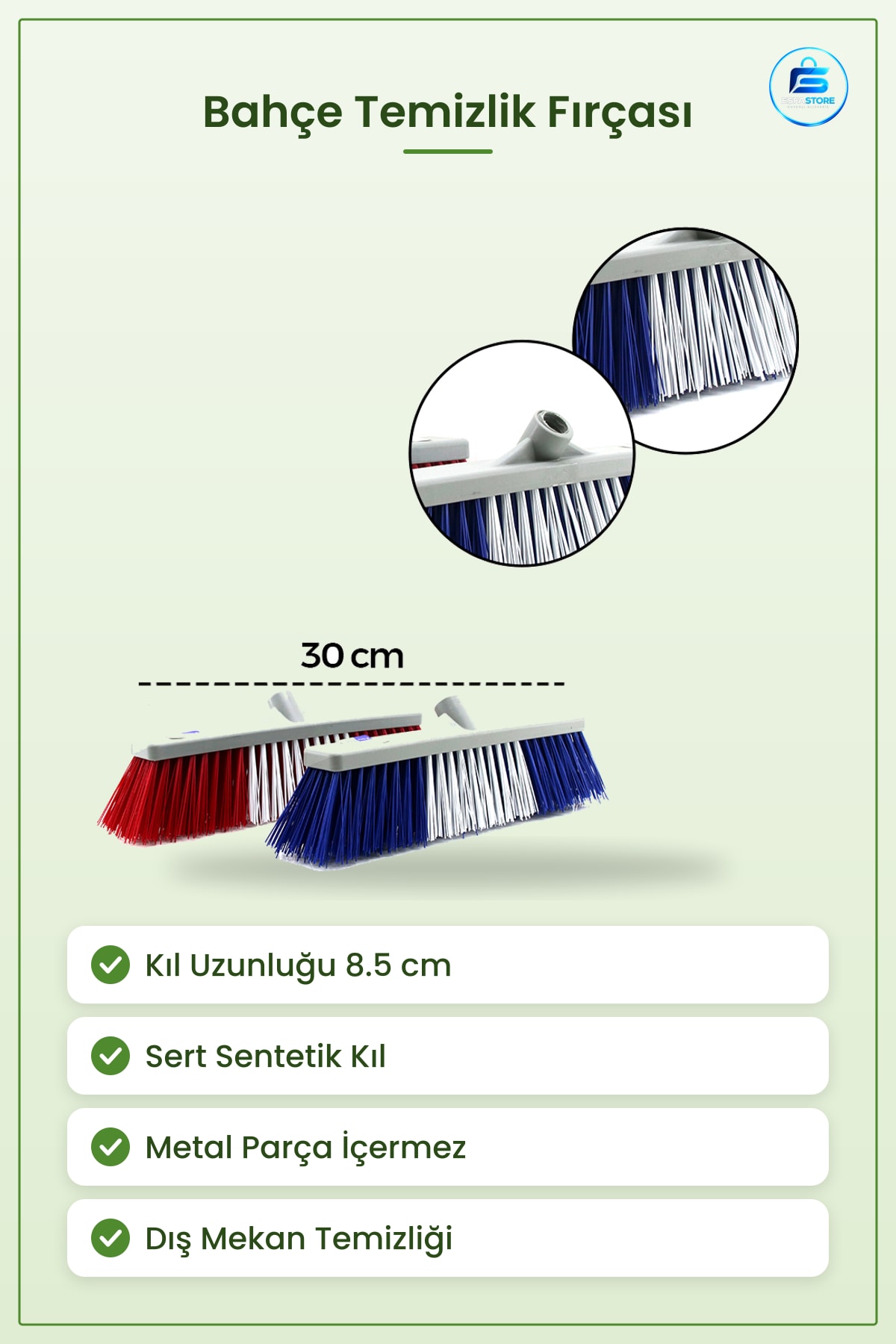 Sert Plastik Bahçe Temizlik Fırçası Kıl 8.5 cm Çalı Çit Dış Mekan Süpürge Yosun Yaprak Temizleme