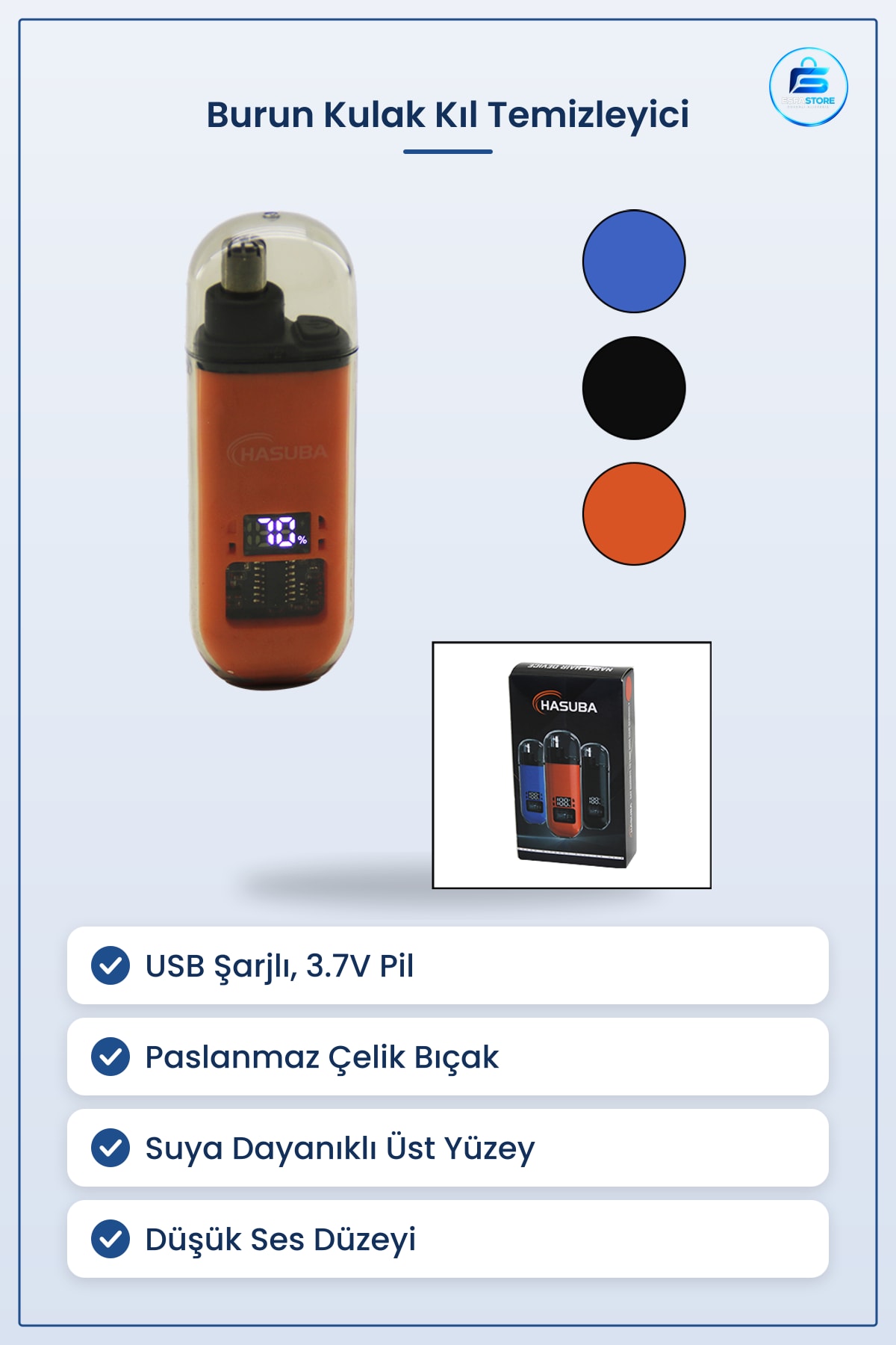 Burun Kulak Kıl Temizleme USB Şarjlı Cep Tip Tıraş Makinesi 3.7V Pil Suya Dayanıklı Başlık