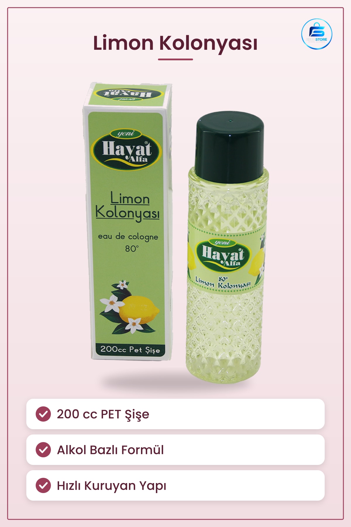 Limon Kolonyası 200cc Pet Şşe Alkol Bazlı Doğal Esanslı Ferahlatıcı Kişisel Bakım