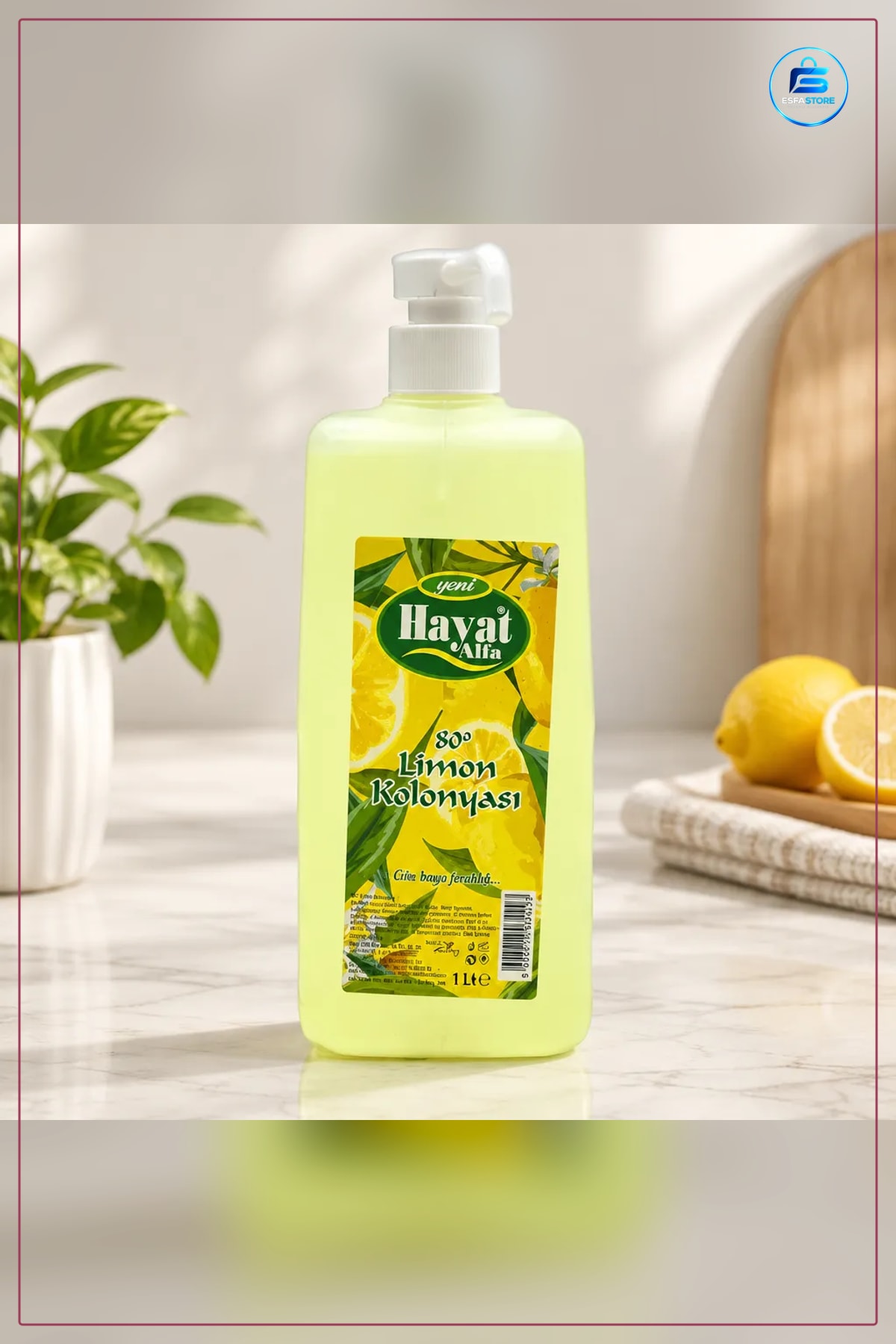 Limon Kolonya Pompalı Sprey 1 LT Alkollü Ferah Kokulu Misafir ve Günlük El Hijyeni İçin Pratik
