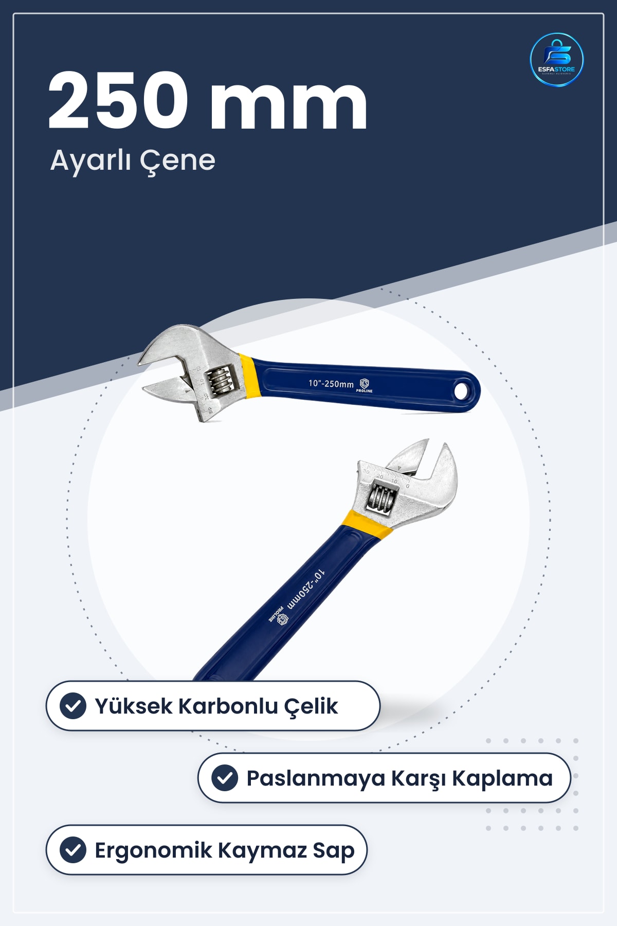 Ayarlı Kurbağacık Anahtar 250 mm 10 inç Kelepeç Boru Tesisat Çene Krom Yüksek Mukavemet