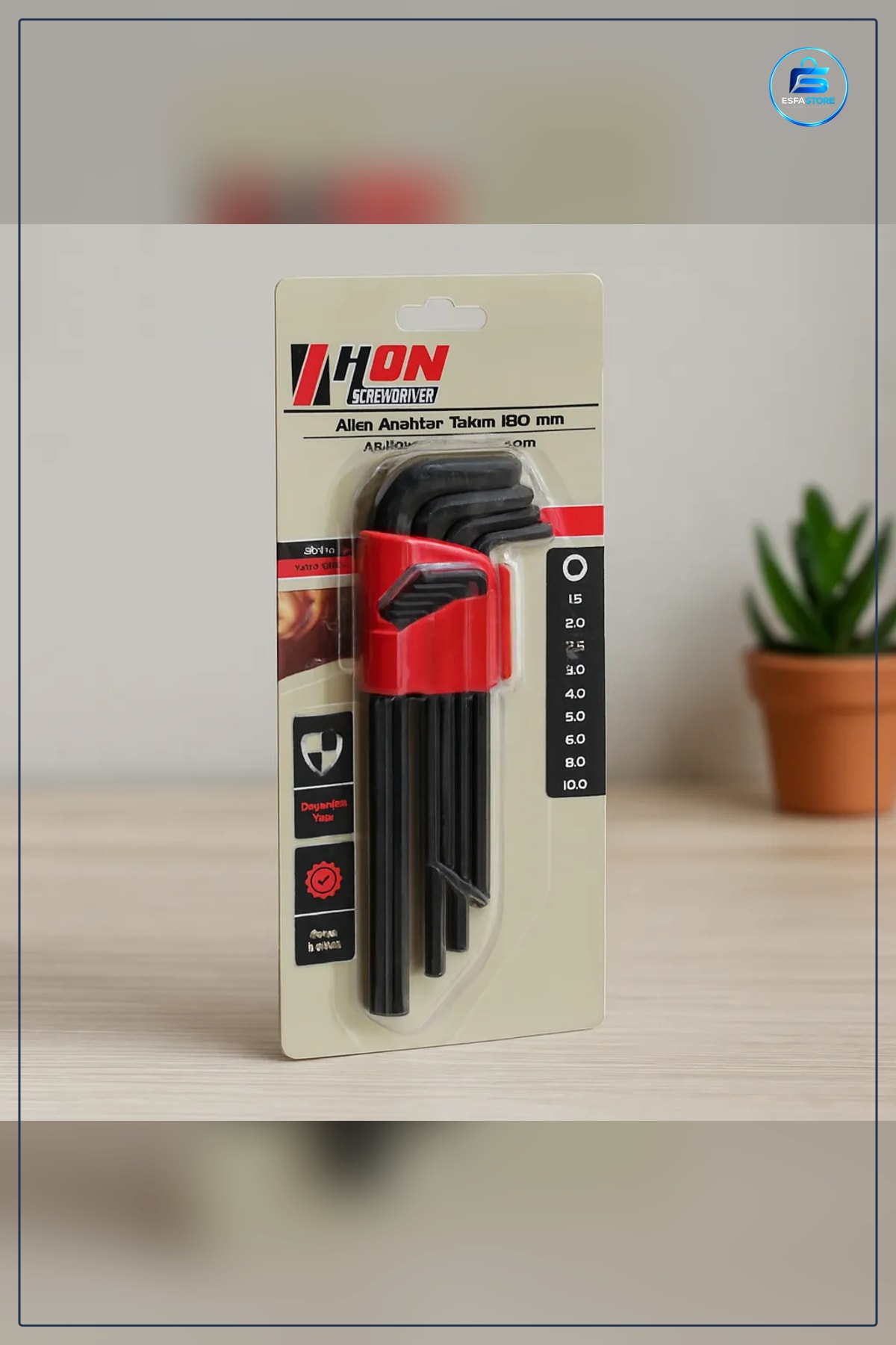 Alyan Anahtar Takımı Siyah Uzun 180 mm 9 Parça Allen Yüksek Karbon Çelik Oksit Kaplı Set