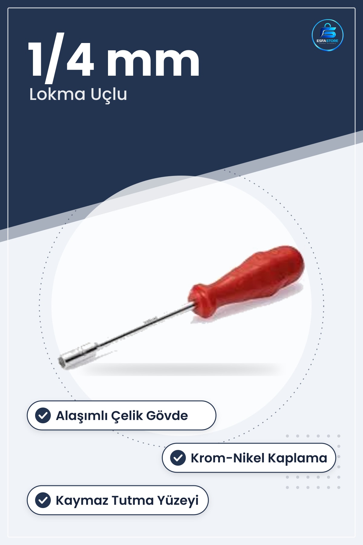 Lokma Uçlu Tornavida 1/4 mm Alaşımlı Çelik Krom Nikel Kaplama Manuel Hırdavat Tamirat Montaj