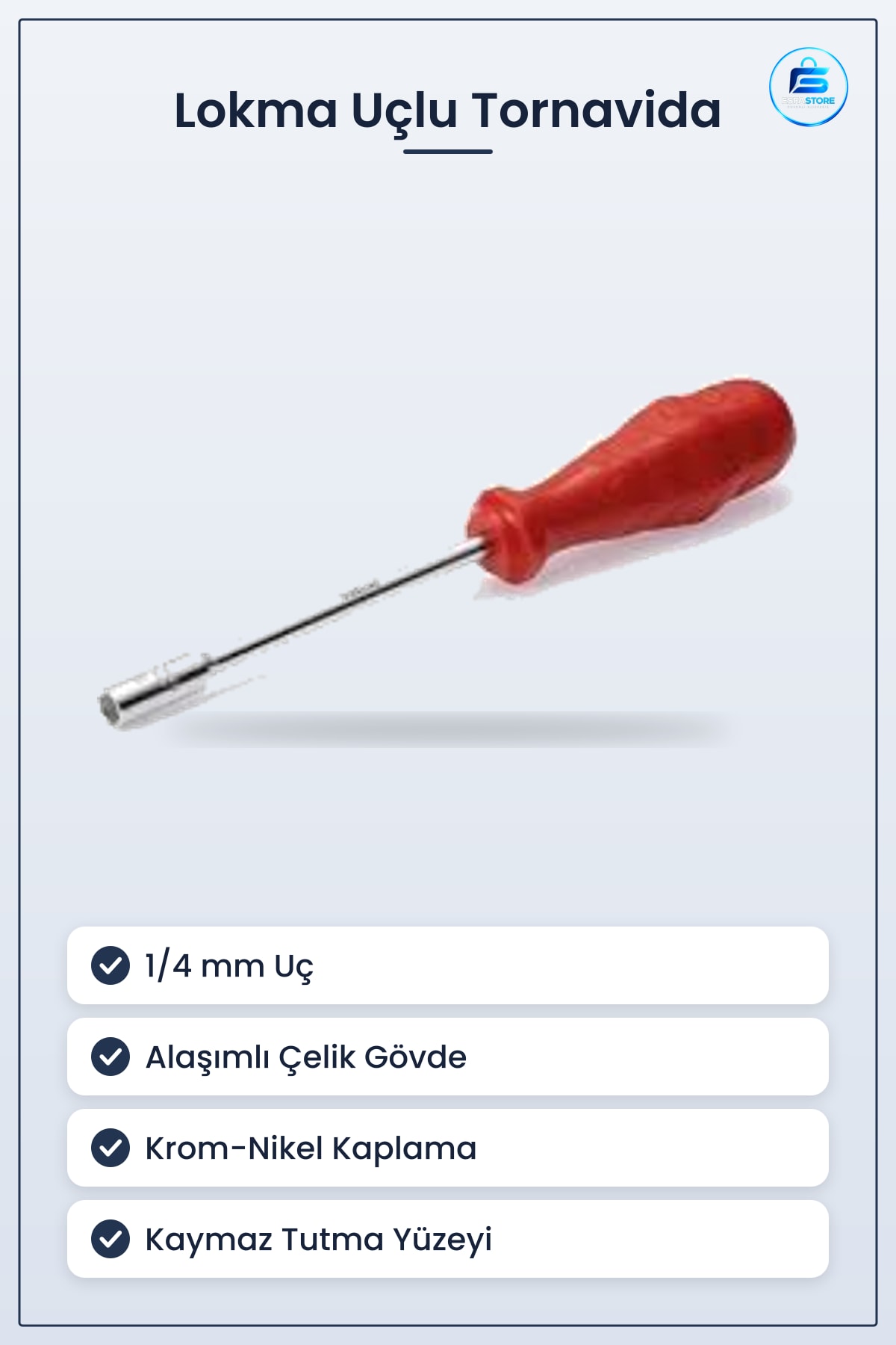 Lokma Uçlu Tornavida 1/4 mm Alaşımlı Çelik Krom Nikel Kaplama Manuel Hırdavat Tamirat Montaj