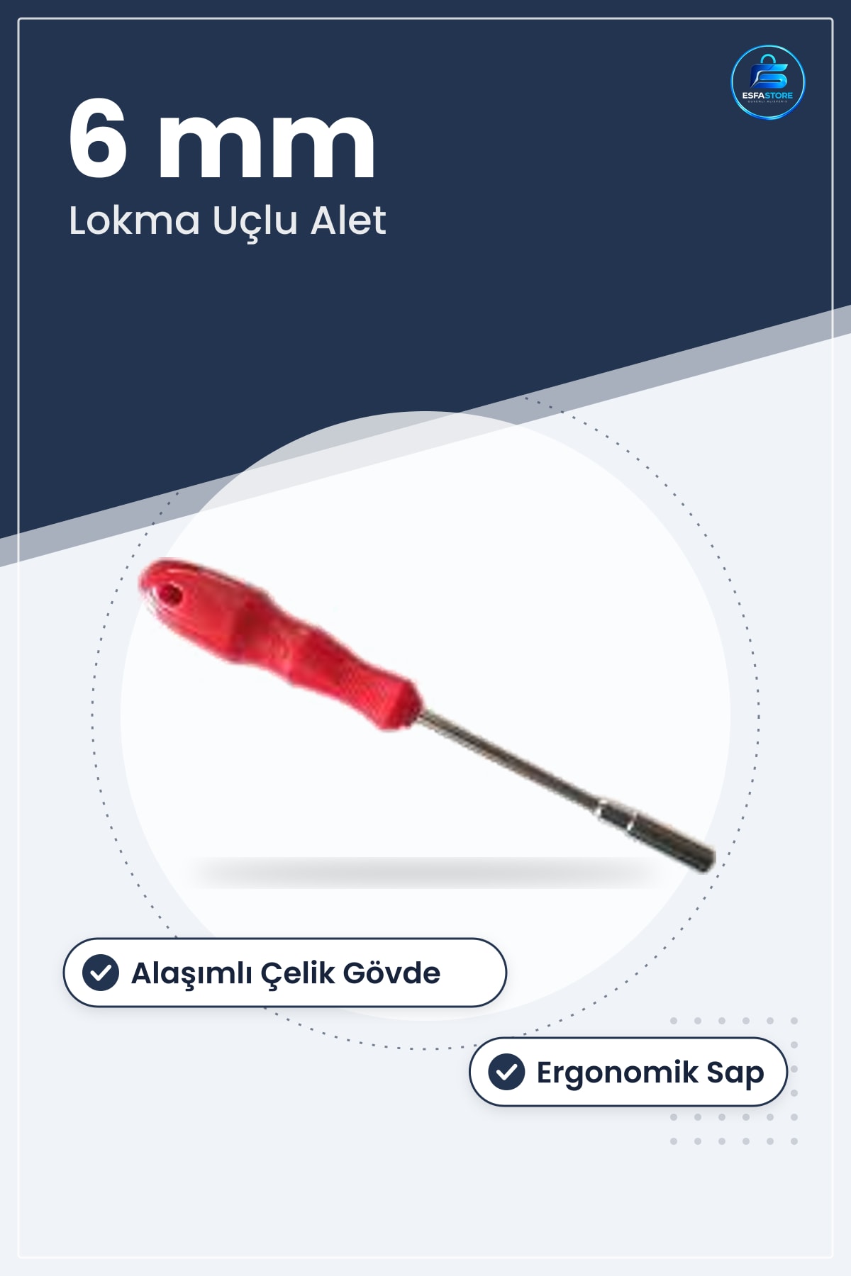 Lokma Uçlu Tornavida 6 mm Alaşımlı Çelik Sertleştirilmiş Ergonomik Saplı Tamir Montaj Aleti