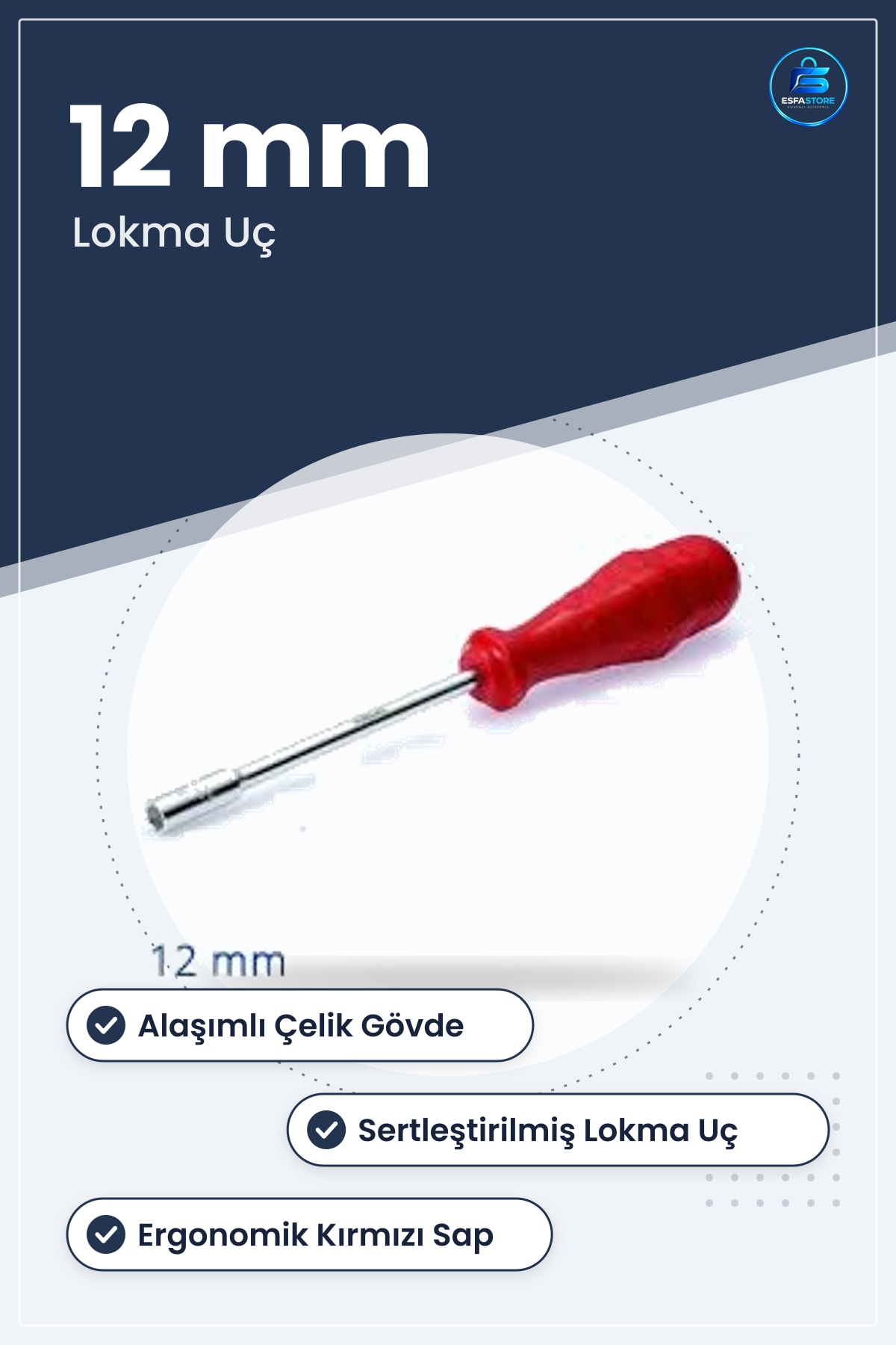 12 mm Lokma Uçlu Tornavida Alaşımlı Çelik Sertleştirilmiş Vida Somun Sıkma Gevşetme Hırdavat