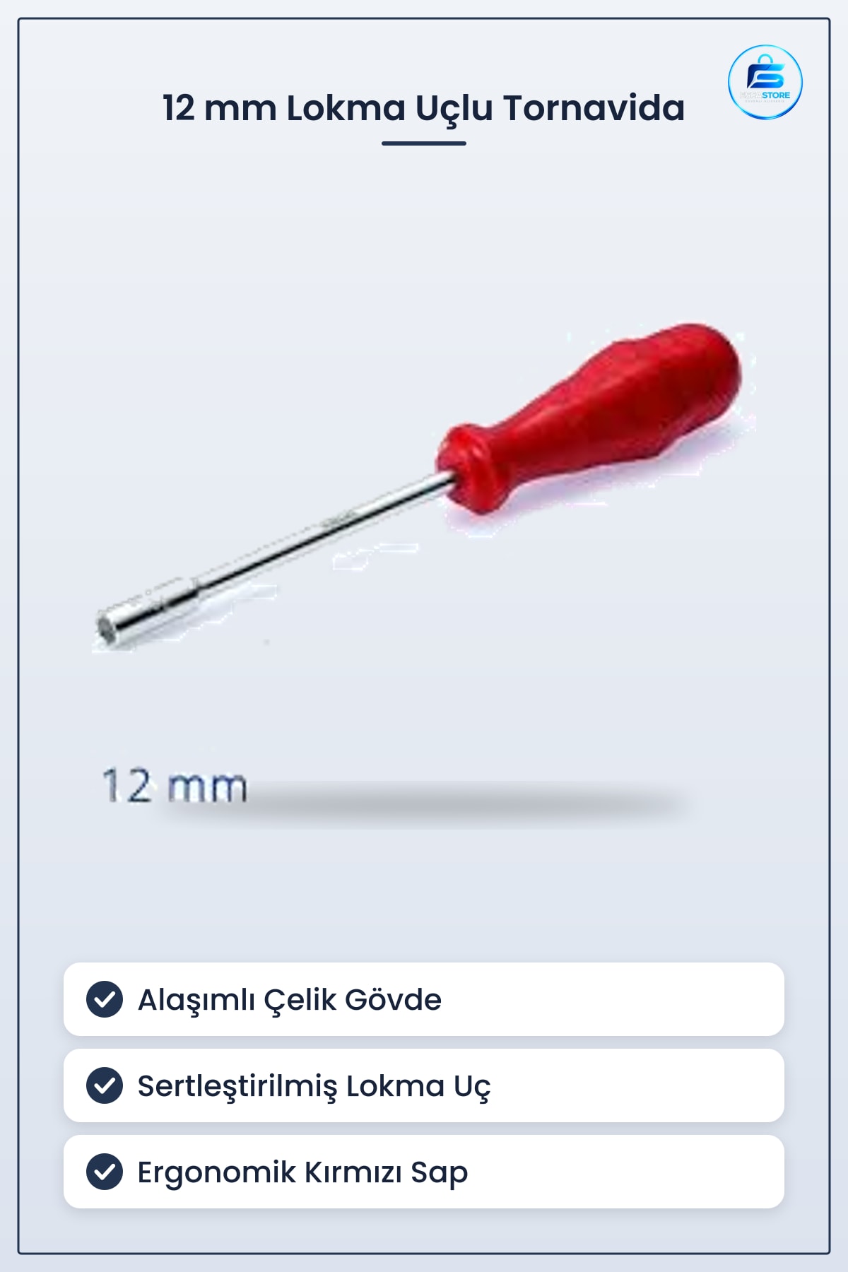 12 mm Lokma Uçlu Tornavida Alaşımlı Çelik Sertleştirilmiş Vida Somun Sıkma Gevşetme Hırdavat