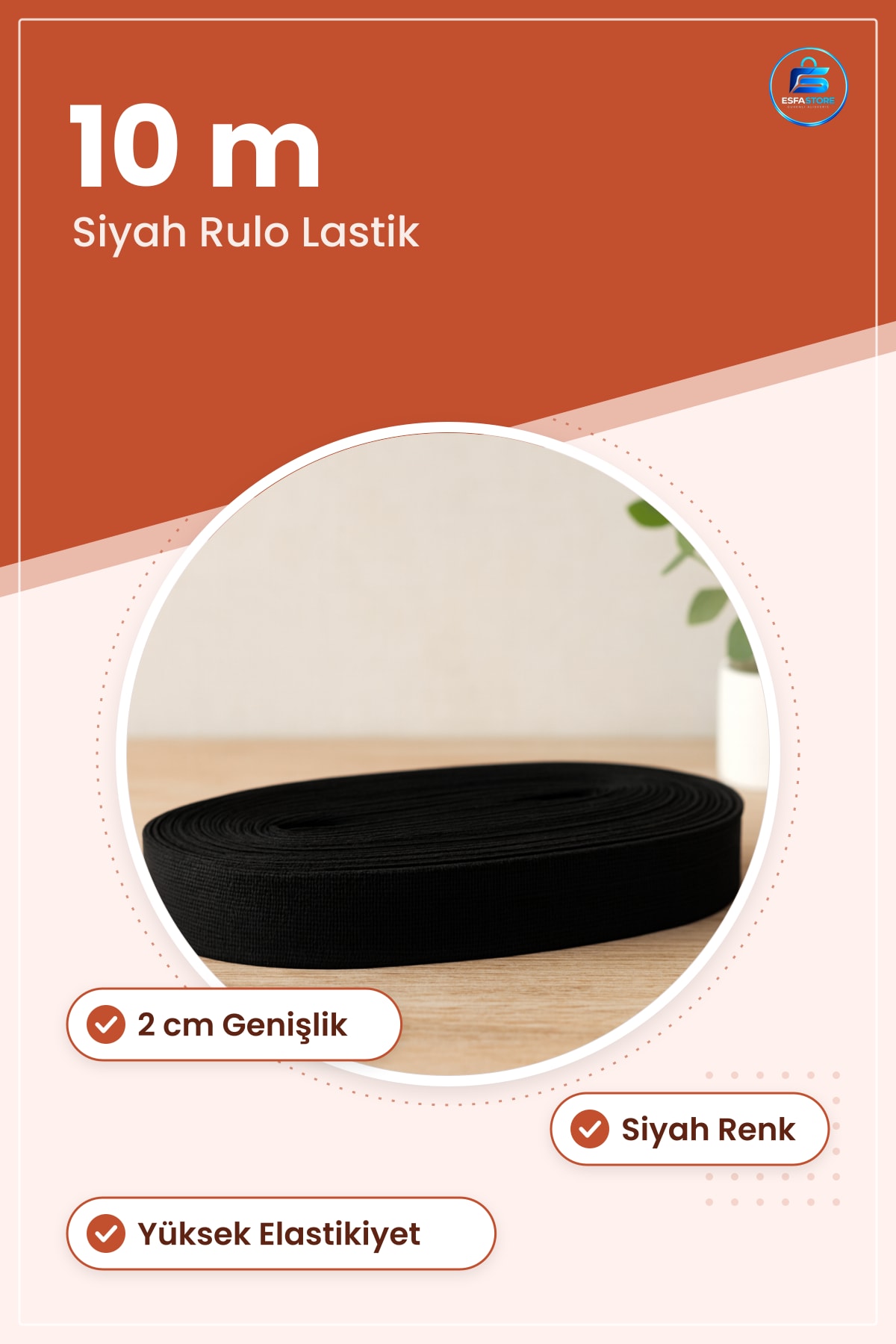 Paça Lastiği Yassı Geniş 2 cm Siyah 10 m Rulo Elastik Esnek Dikiş Hobi Malzemesi Tamir