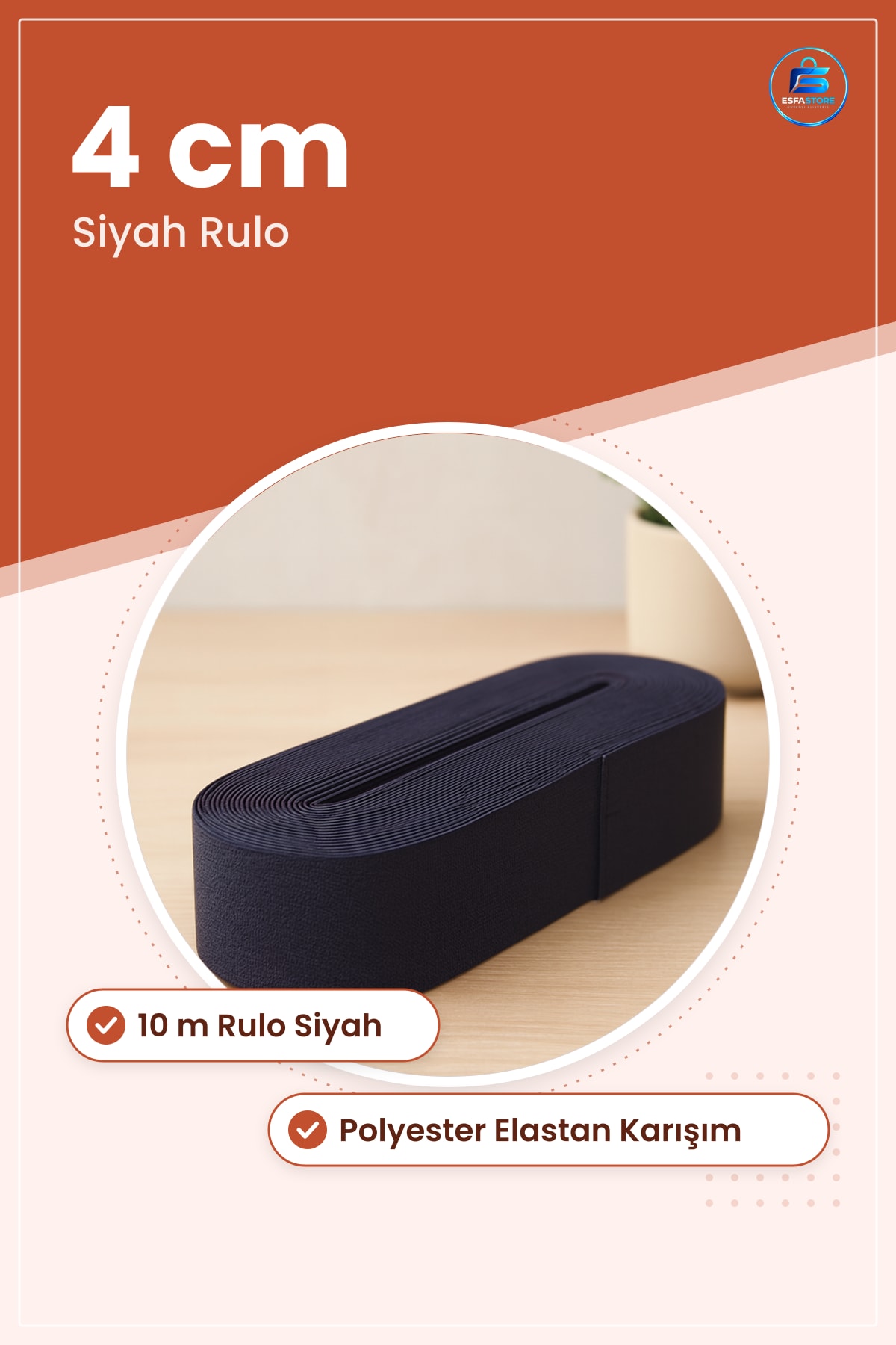 Paça Lastiği Kurdele Yassı Geniş Siyah 4 cm 10 m Esnek Dikişlik Elastik Bant Dayanıklı Şerit