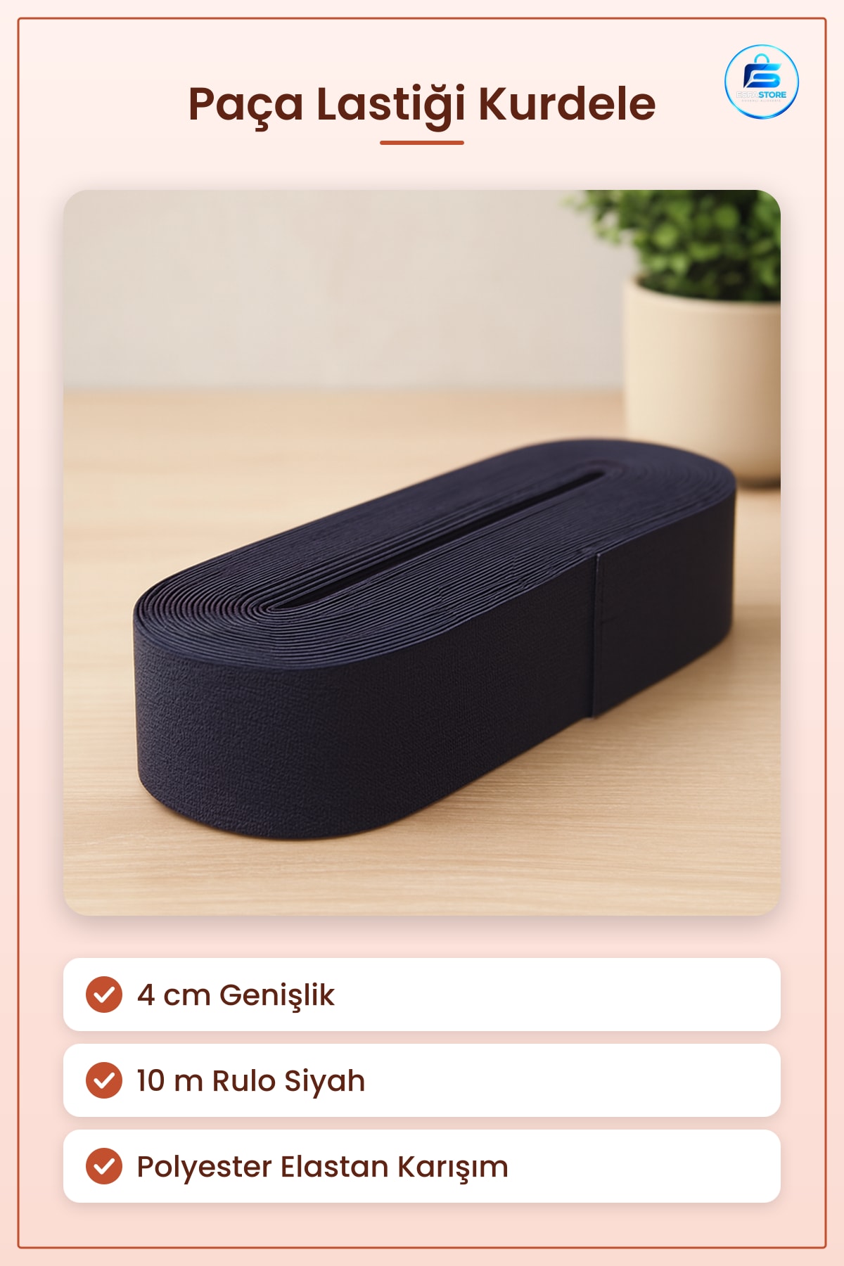 Paça Lastiği Kurdele Yassı Geniş Siyah 4 cm 10 m Esnek Dikişlik Elastik Bant Dayanıklı Şerit