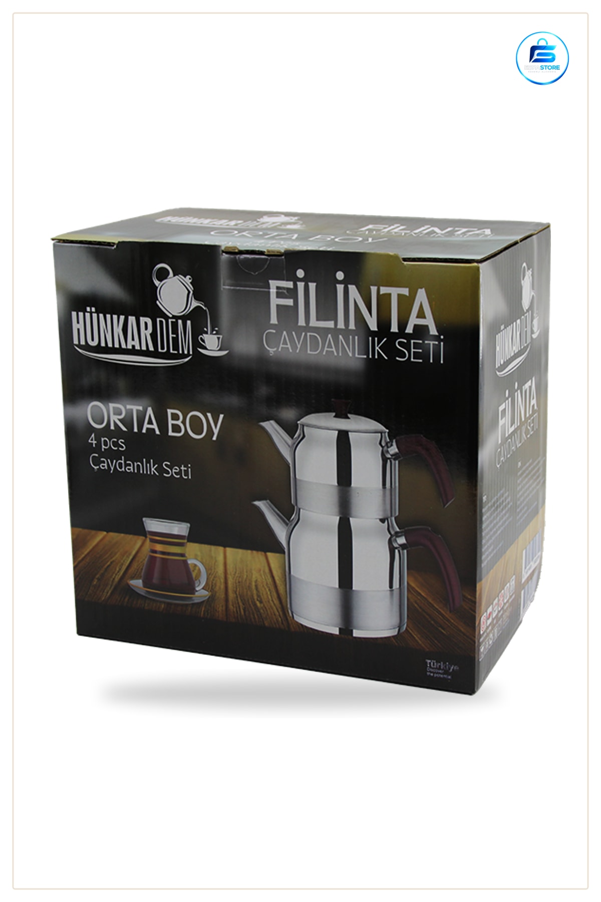 Çaydanlık Seti Orta Boy Çelik 1.25 L 2.25 Çift Kapaklı Süzgeçli Demlik Mutfak Paslanmaz