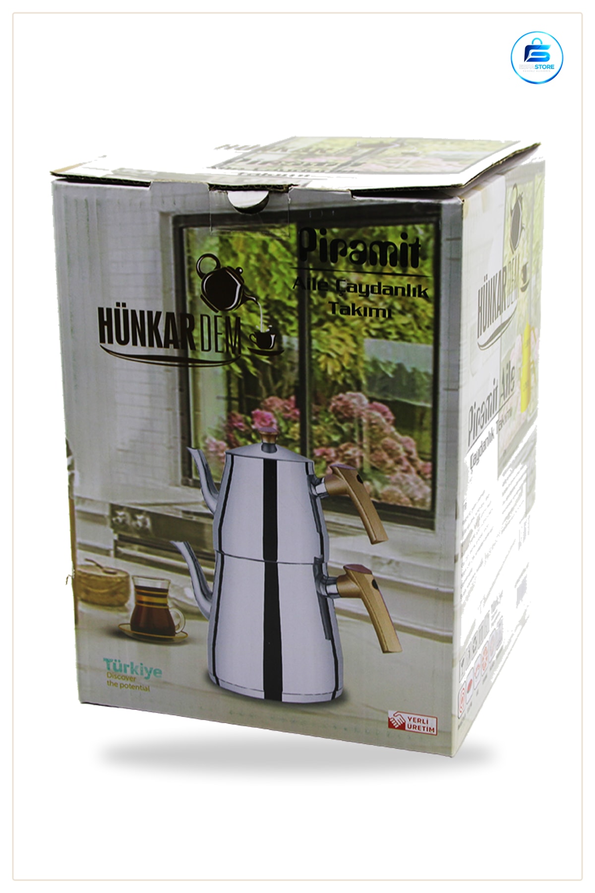 Çaydınlık Seti Aile Boy 1.5L + 2.75L Kendinden Süzgeçli Paslanmaz Çelik Demlik Takımı Servis