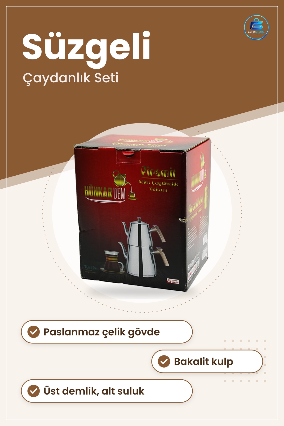 Mini Çelik Çaydanlık Seti 0 9 L 1 5 Kendinden Süzügeli Paslanmaz Bakalit Kulplı Demlik Ev Ofis Açık