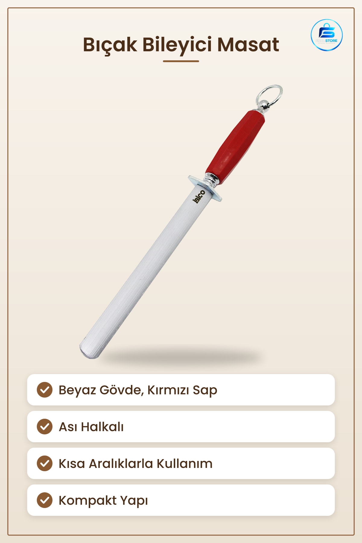 Buıçak Bileyici Masat Kırmızı Saplı Mutfak Bileme Aleti Yemek Hazırlık Pratik Kullanım Klıf
