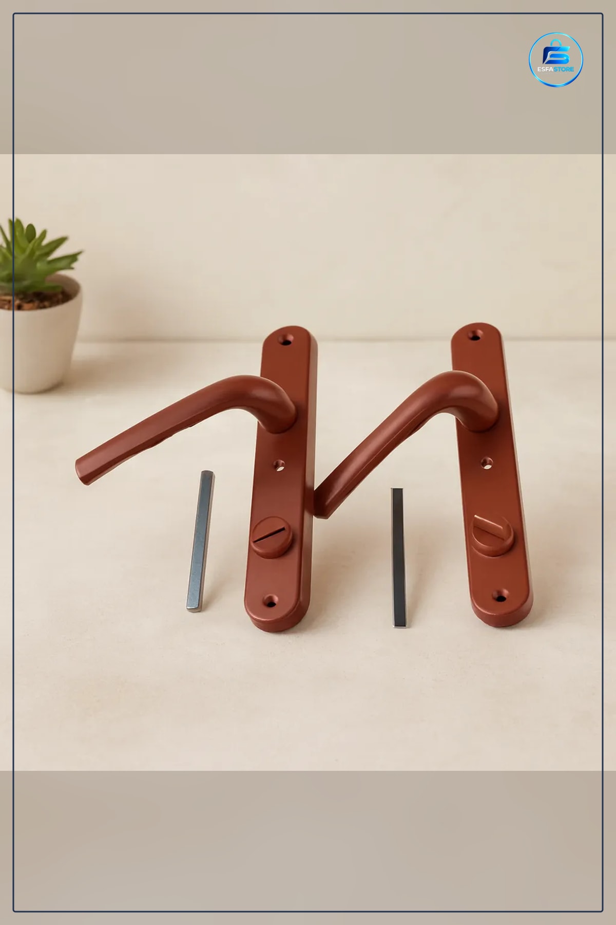 Kapı Kolu Kahverengi PVC Kilitli Banyo WC Hırdavatı Nemli Ortamlara Uygun Hafif Paslanmaz Model