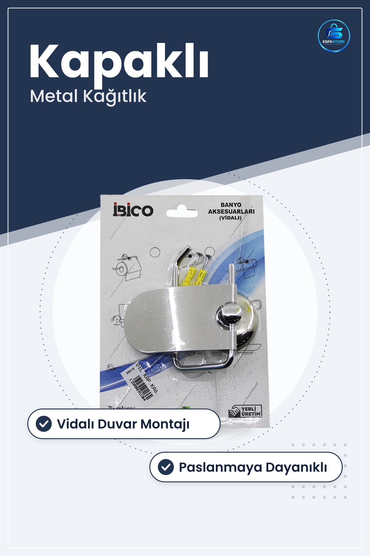 Tuvalet Kağıtlığı Kapaklı Metal Vidalı Montaj Paslanmaya Dayanıklı Kaplamalı Banyo WC Aksesuarı