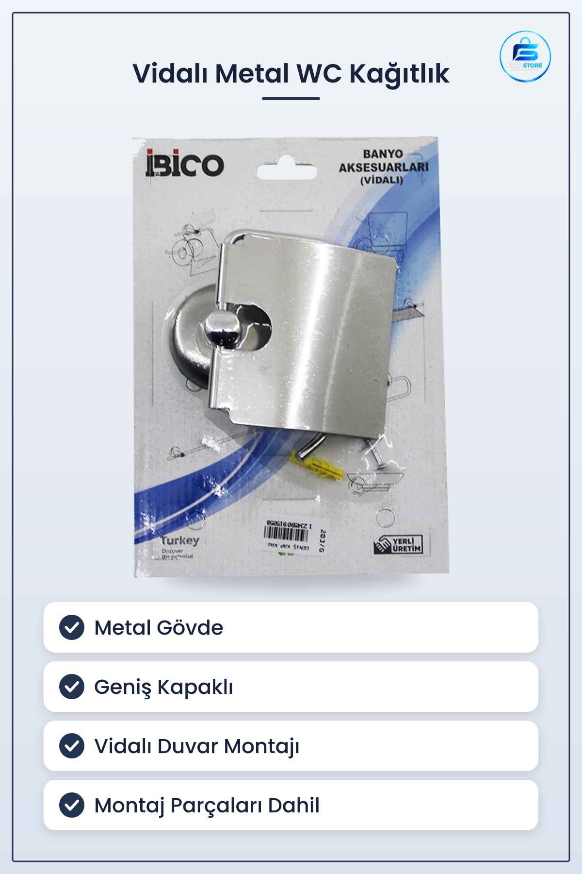 Tuvalet Kağıtlığı Vidalı Metal WC Kağıtlık Geniş Kapaklı Banyo Aksesuarı Duvara Montaj Kolay