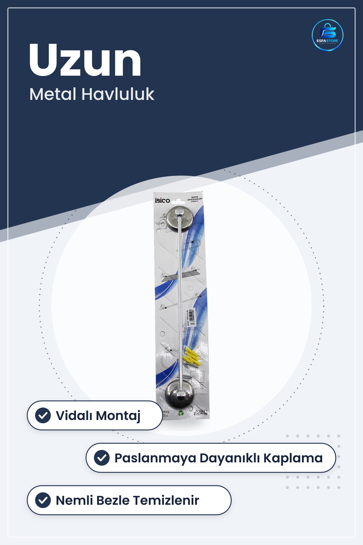 Uzun Metal Havluluk Vidalı Montaj Banyo Düzenleyici Havlu Asısı Krom Duvar Tipi Tuvalet Ev Otel