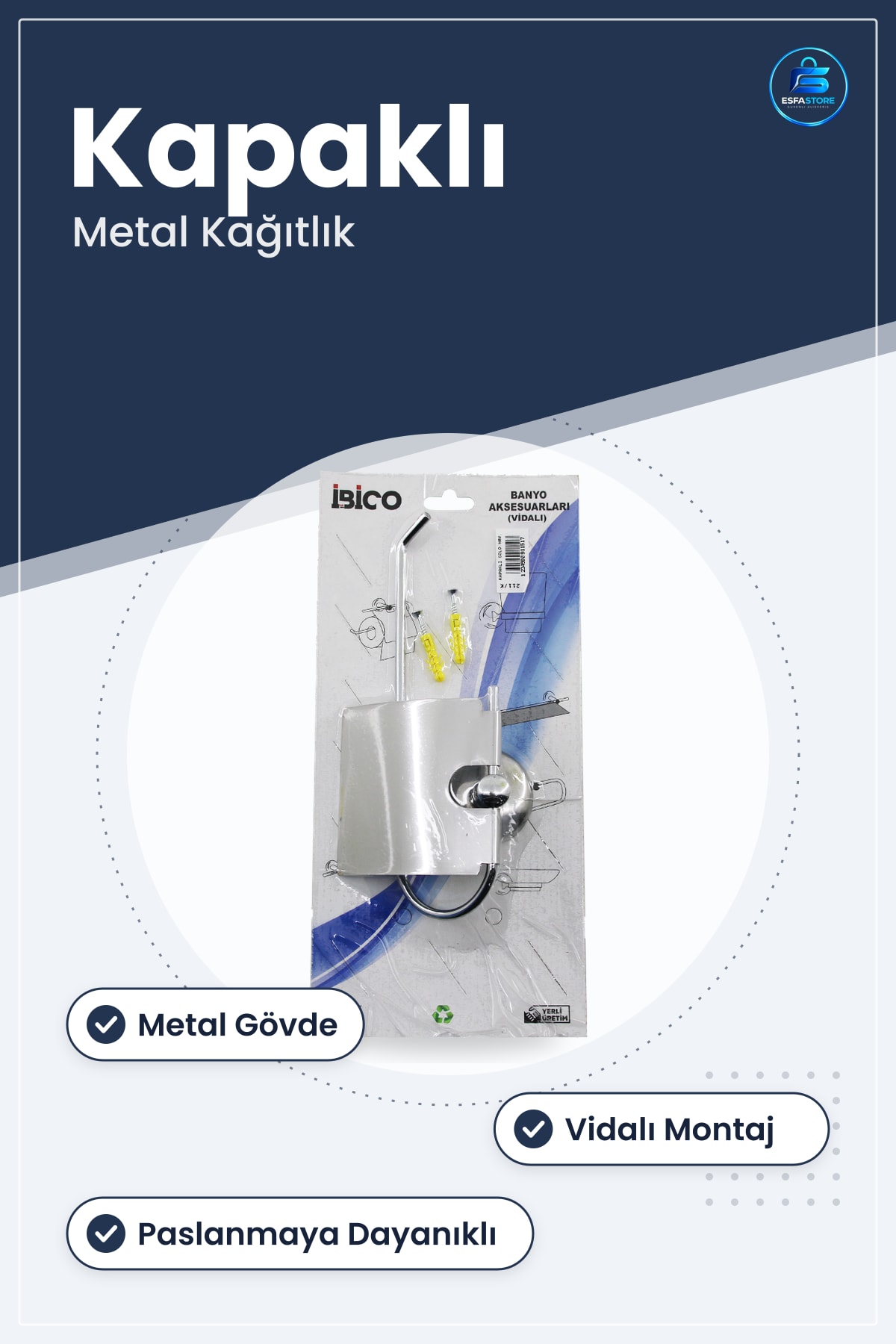 Kapaklı Tuvalet Kağıtlığı Metal Kağıt Havluluk Vidalı Montaj Banyo Aksesuarı Paslanmaya Dayanıklı