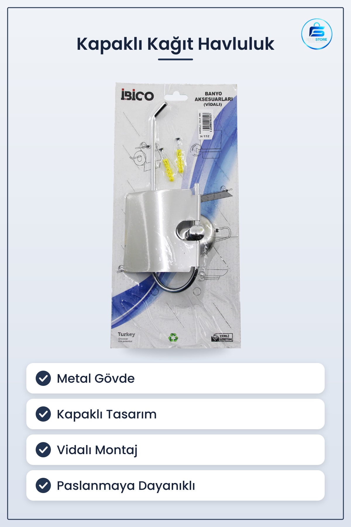 Kapaklı Tuvalet Kağıtlığı Metal Kağıt Havluluk Vidalı Montaj Banyo Aksesuarı Paslanmaya Dayanıklı