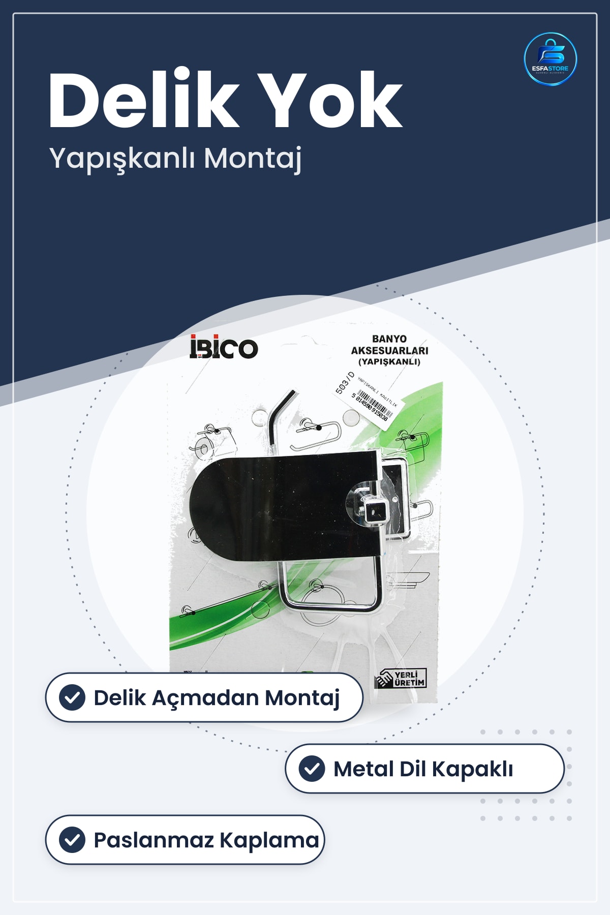 Tuvalet Kağıtlığı Metal Dil Kapaklı Yapışkanlı Krom Delik Açmadan Kolay Montaj Banyo Hijyenik