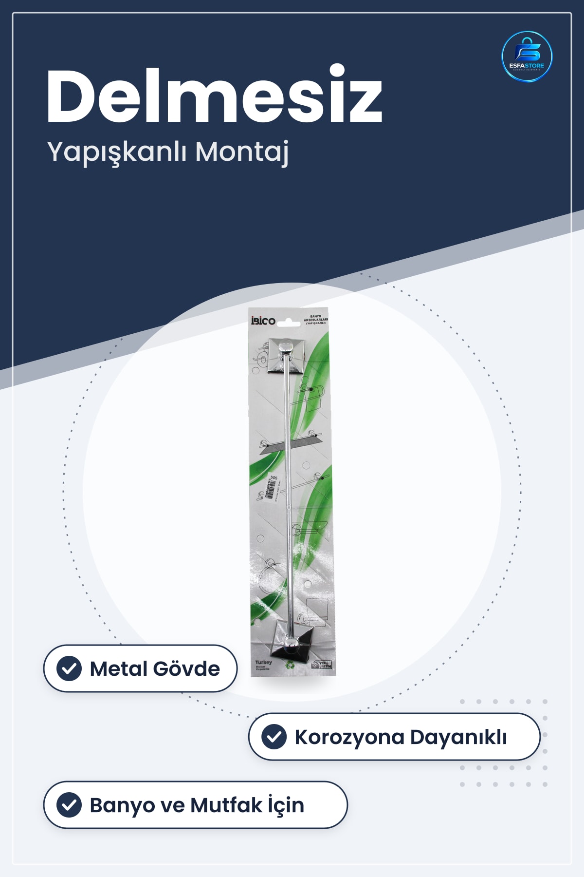 Havluluk Yapışkanlı Delmesiz Metal Havlu Asısı Korozyona Dayanıklı Kaplı Banyo Düzenleyici