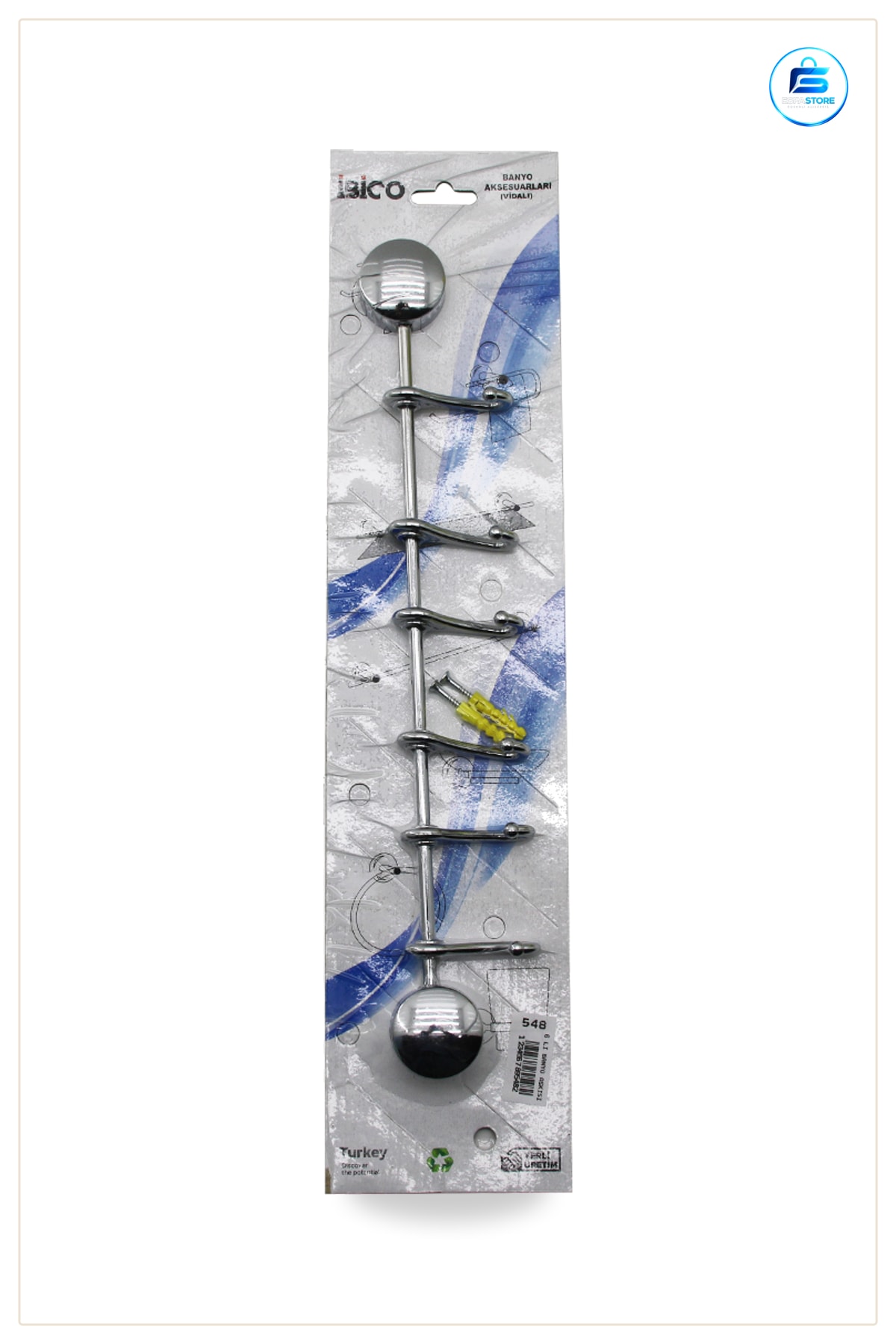 Banyo Asklığı Krom 6 Kollu Vidalı Montaj Havlu Bornoz Askı Duvar Tipi Paslanmaz Ev Antre