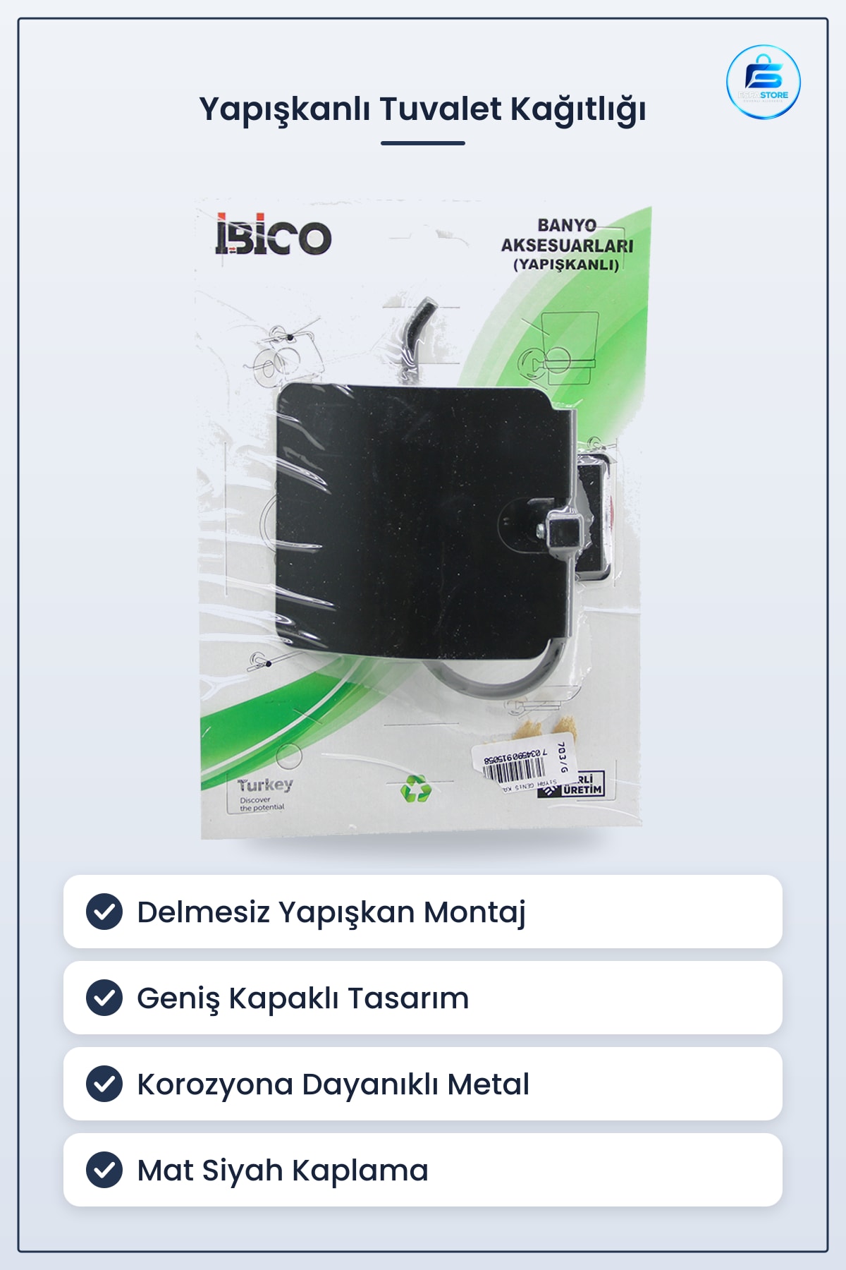 Siyah Metal Yapışkanlı Geniş Kapaklı Tuvalet Kağıtlığı Banyo Aksesuarı Delmesiz Mat Kaplama